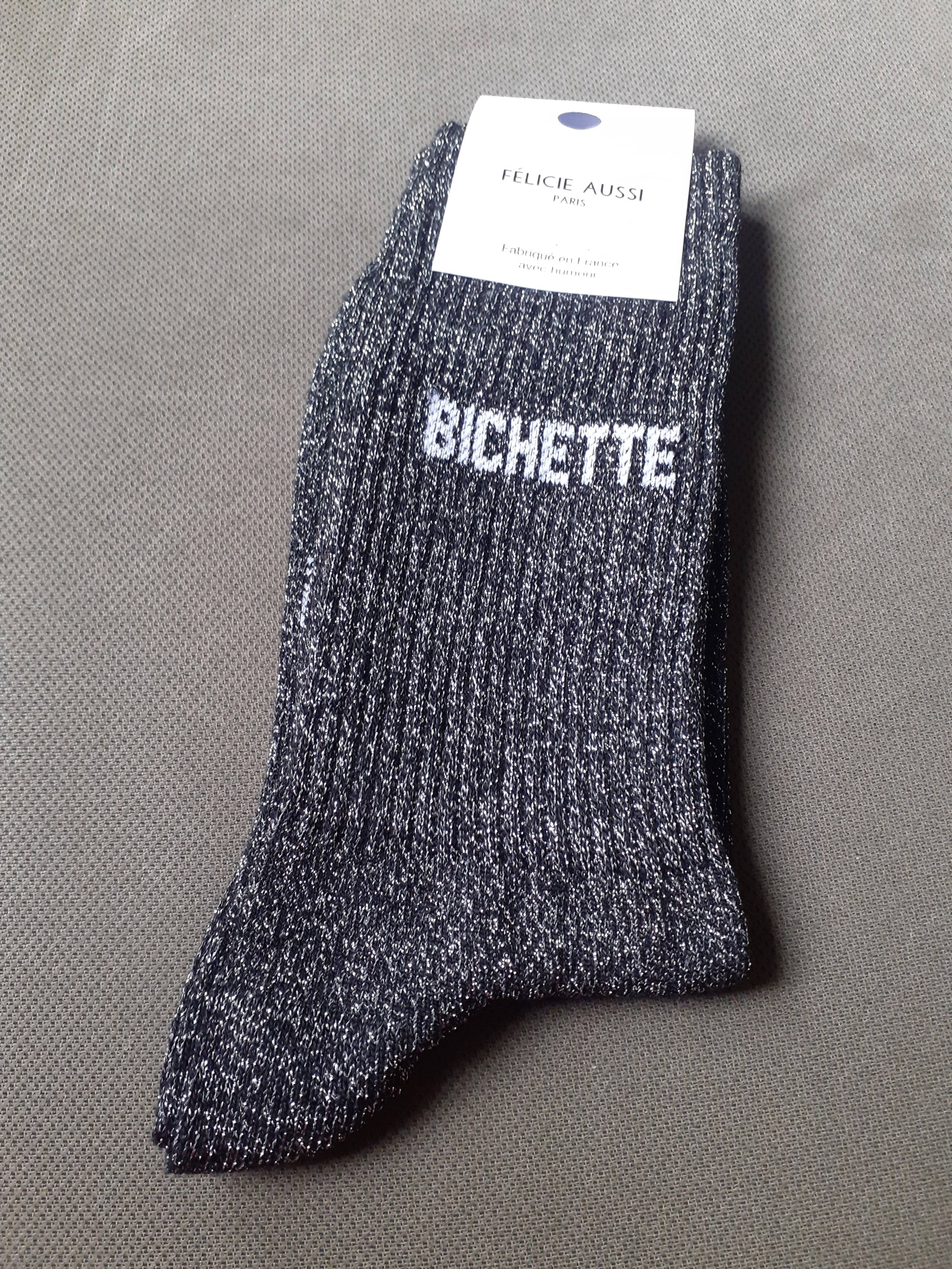 Glitter socks - BICHETTE - black 36/40