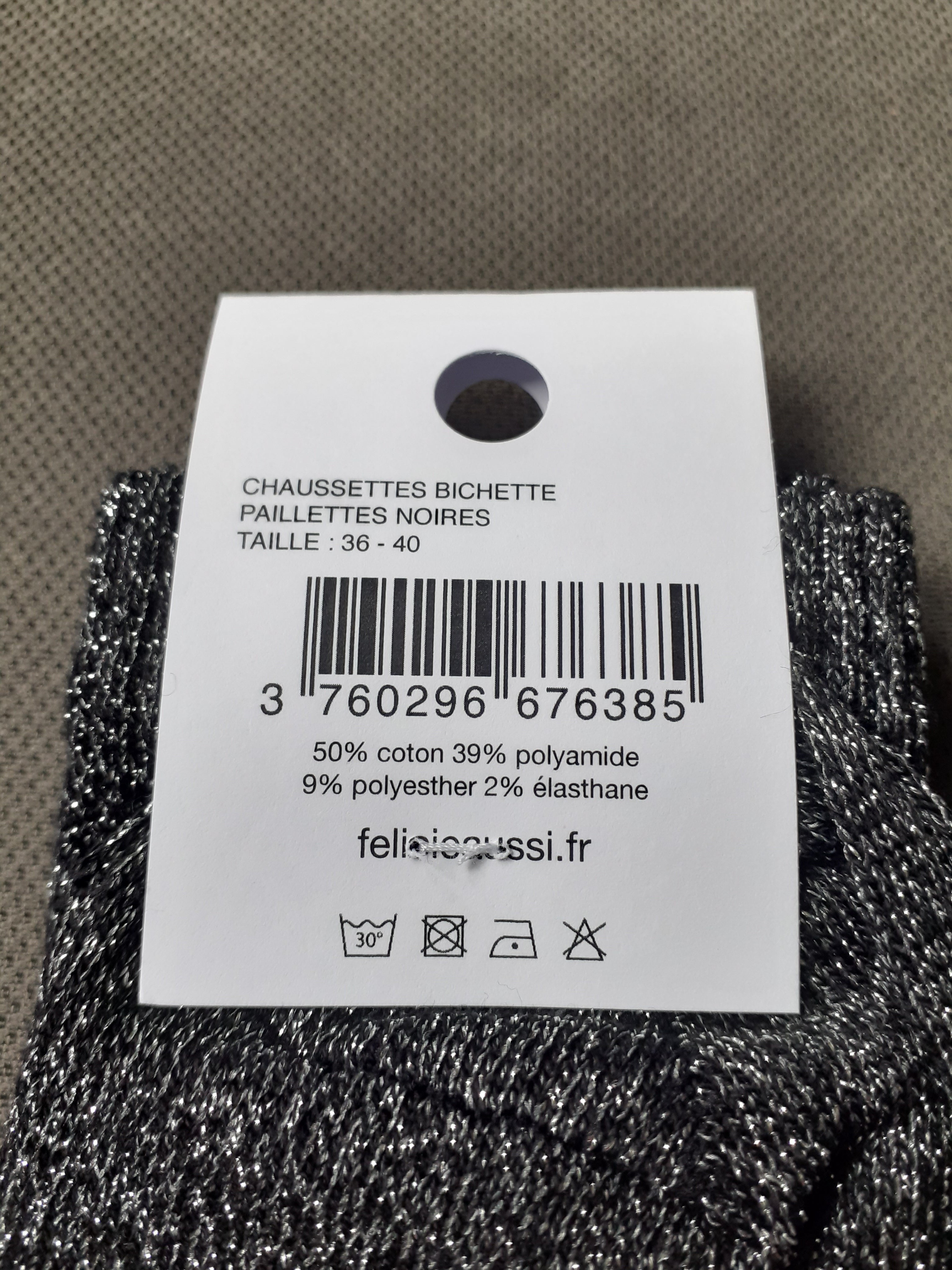 Glitter socks - BICHETTE - black 36/40