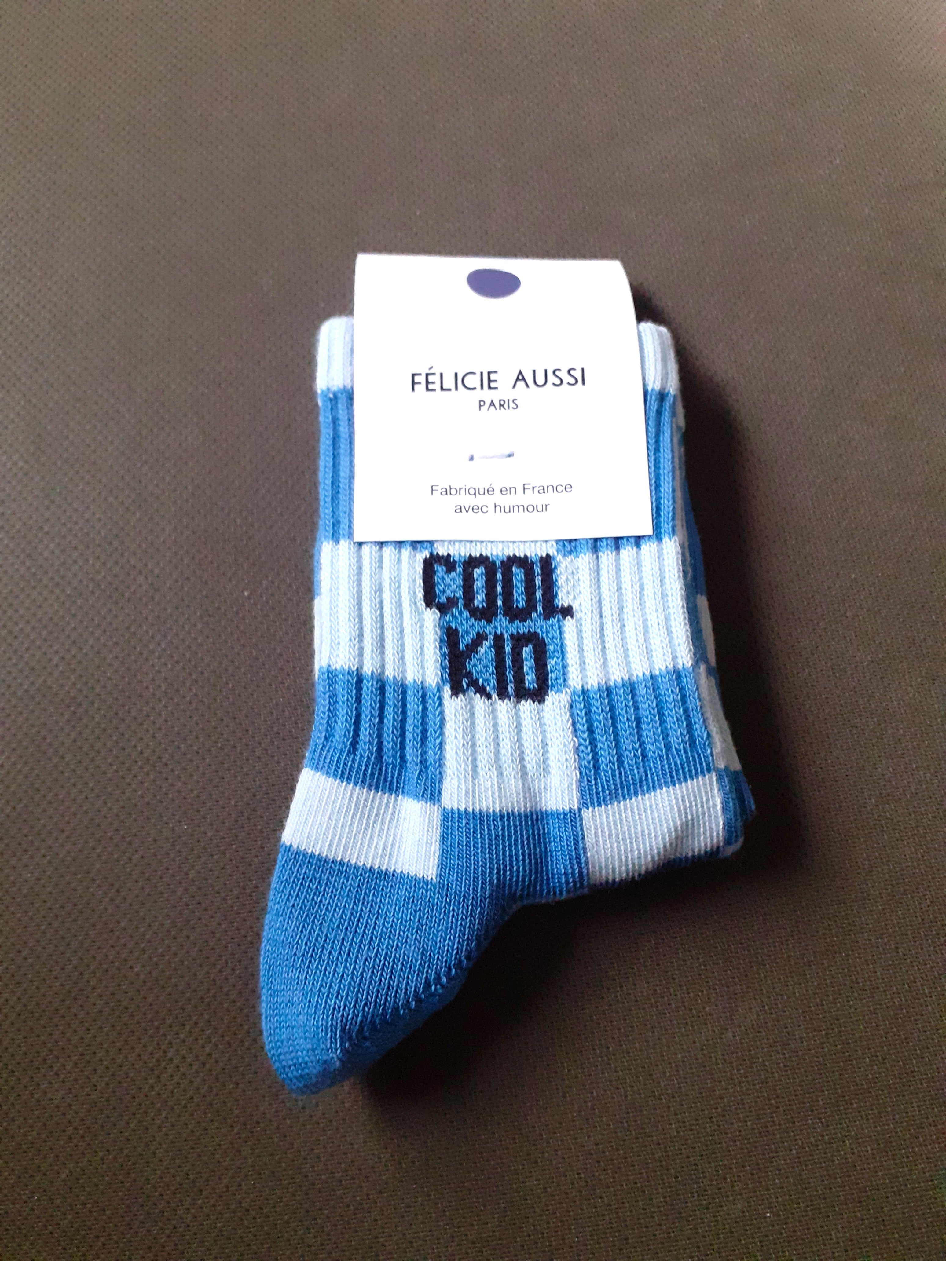 Chaussettes Enfant - COOL KID - damier bleu (3 tailles)