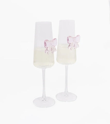 Coffret Duo Flûtes avec nœud rose