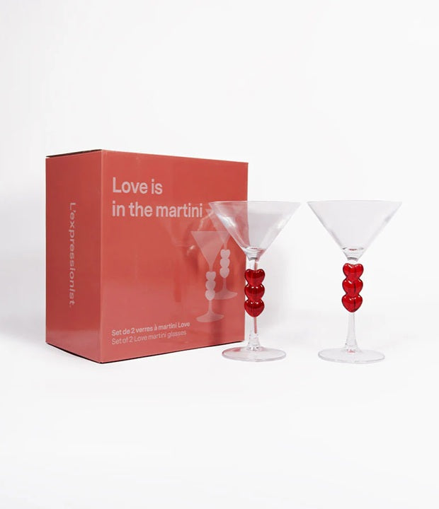Coffret Duo verres à cocktails avec cœurs
