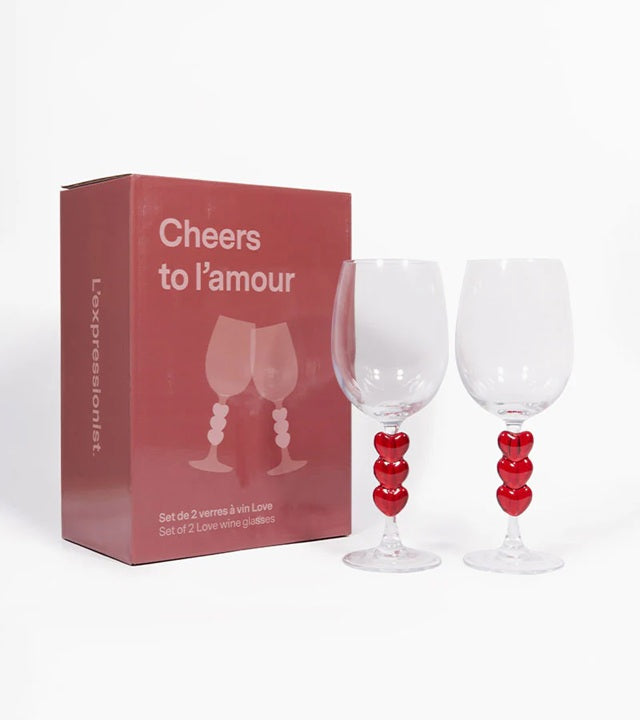 Coffret Duo verres à vin avec cœurs