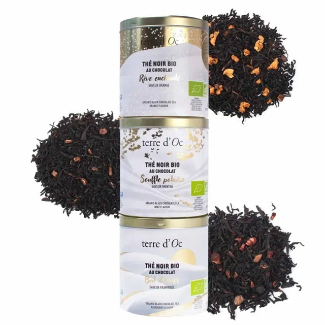 Terre d'Oc - Trio de Thés noirs BIO au chocolat - boîtes vrac 3x50gr (DDM 10/2025)