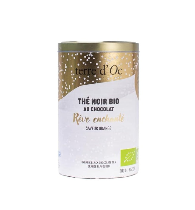 Terre d'Oc - Thé noir BIO au chocolat - Rêve Enchanté - boîte vrac 100gr (DDM 10/2025)
