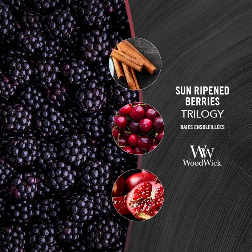 Woodwick Medium Trilogy Sun-Ripened Berries (Baies Ensoleillées) 275gr