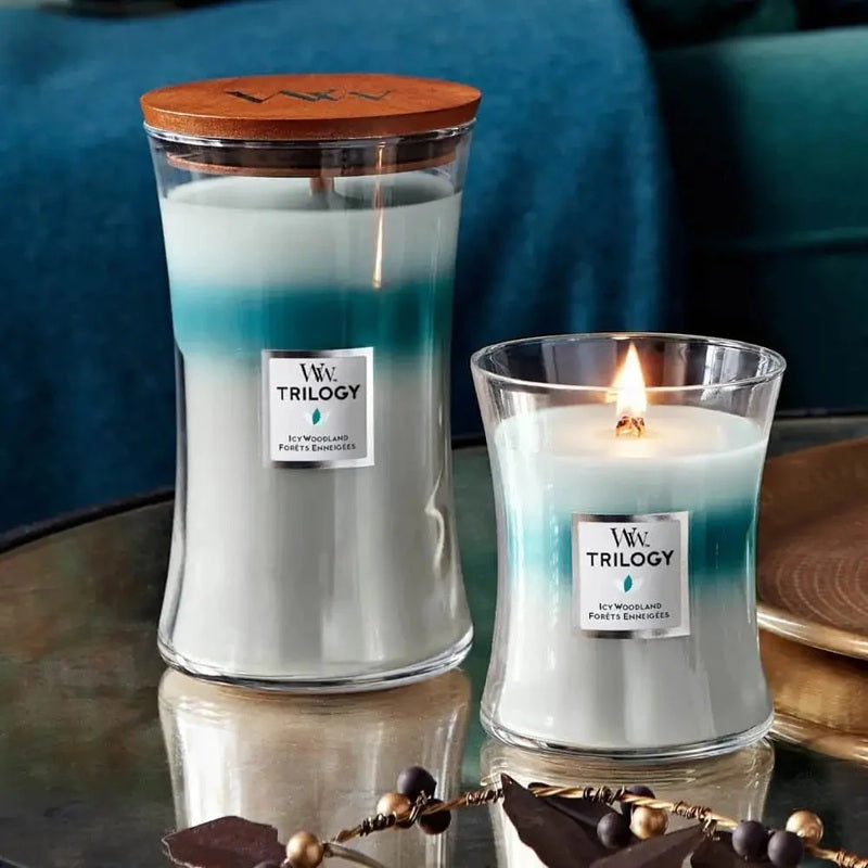 Woodwick Medium Trilogy Icy Woodland (Forêts Enneigées) 275gr