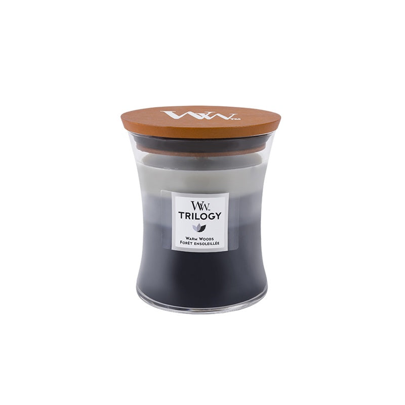Woodwick Medium Trilogy Warm Woods (Forêt Ensoleillée) 275gr