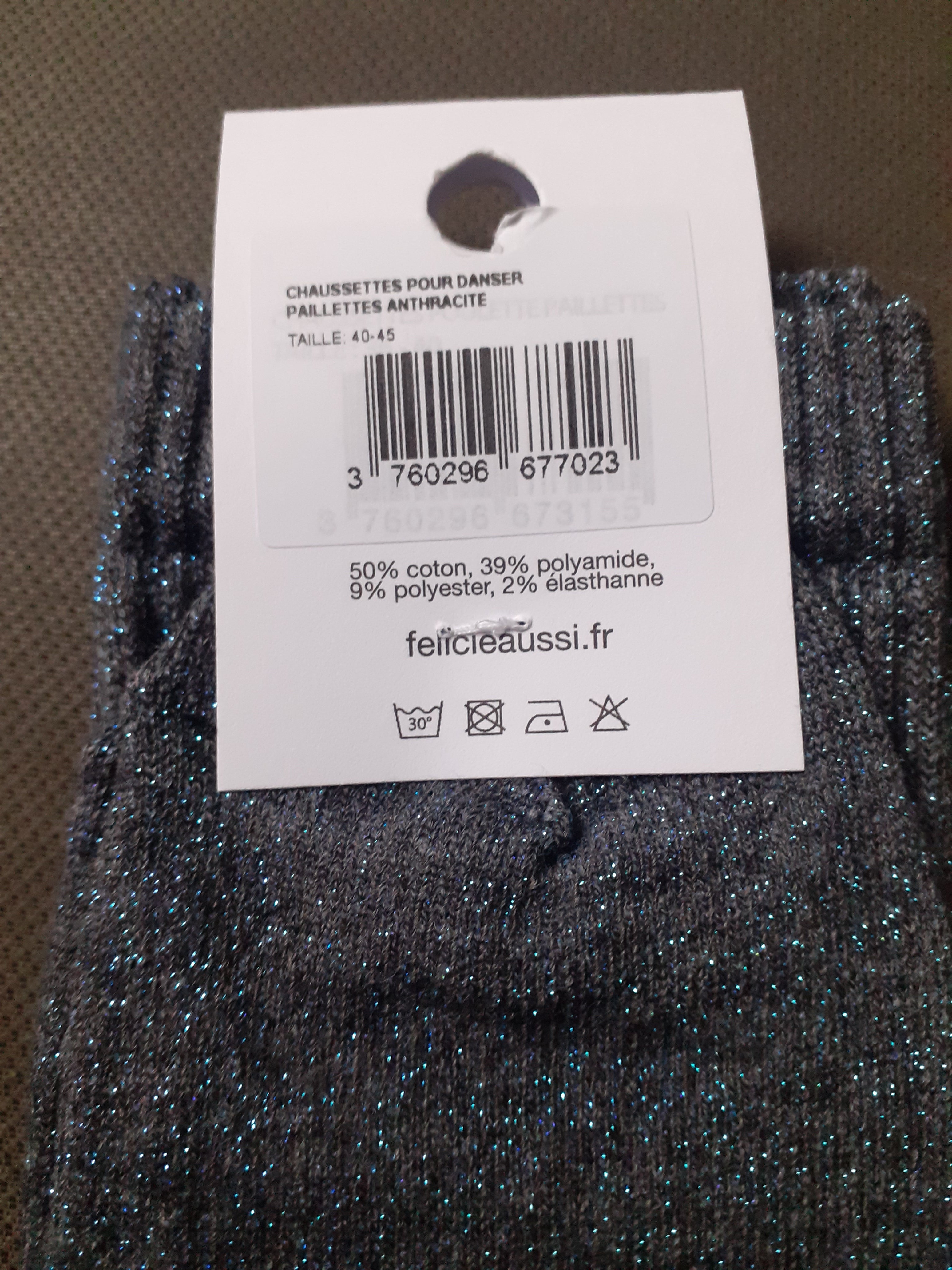 Glitter socks - POUR DANSER - charcoal 40/45