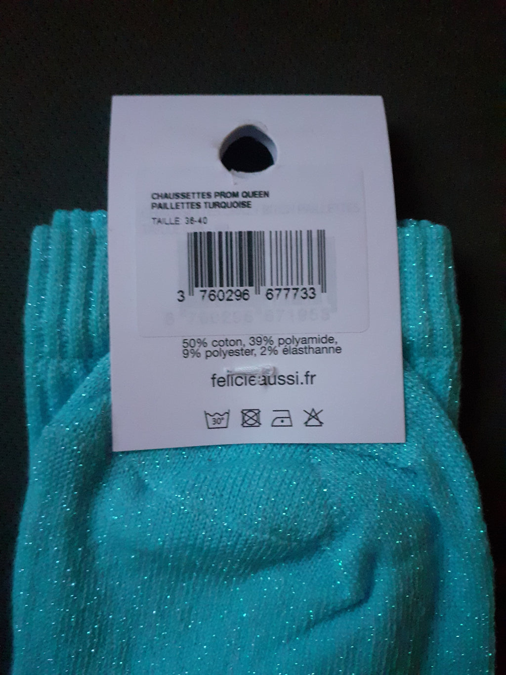 Sequin Socks - PROM QUEEN - turquoise 36/40