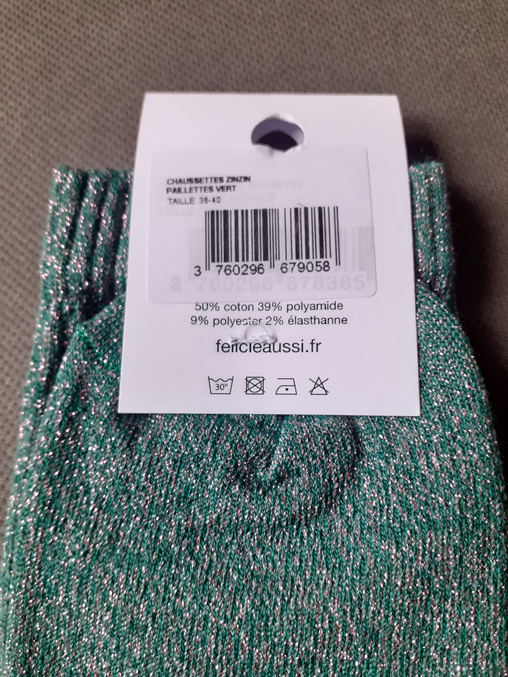 Glitter socks - ZINZIN - dark green 36/40