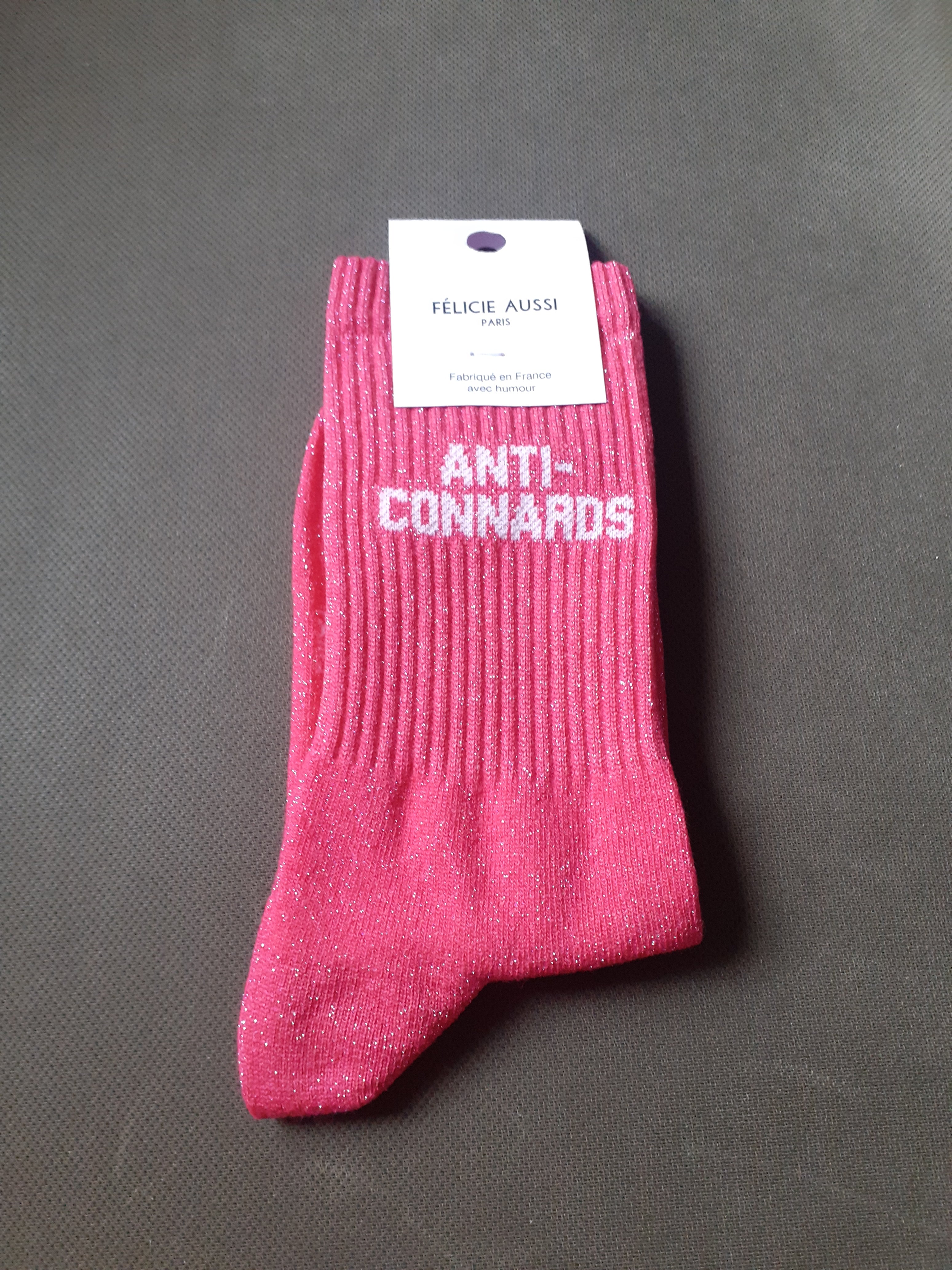 Chaussettes à paillettes - Anti-Connards - rose 36/40