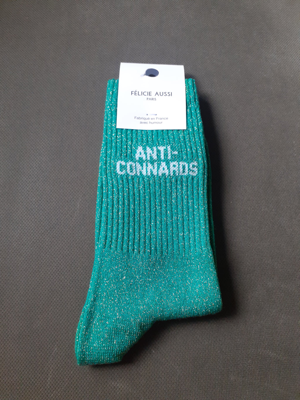 Glitter Socks - Anti-Connards - green 36/40