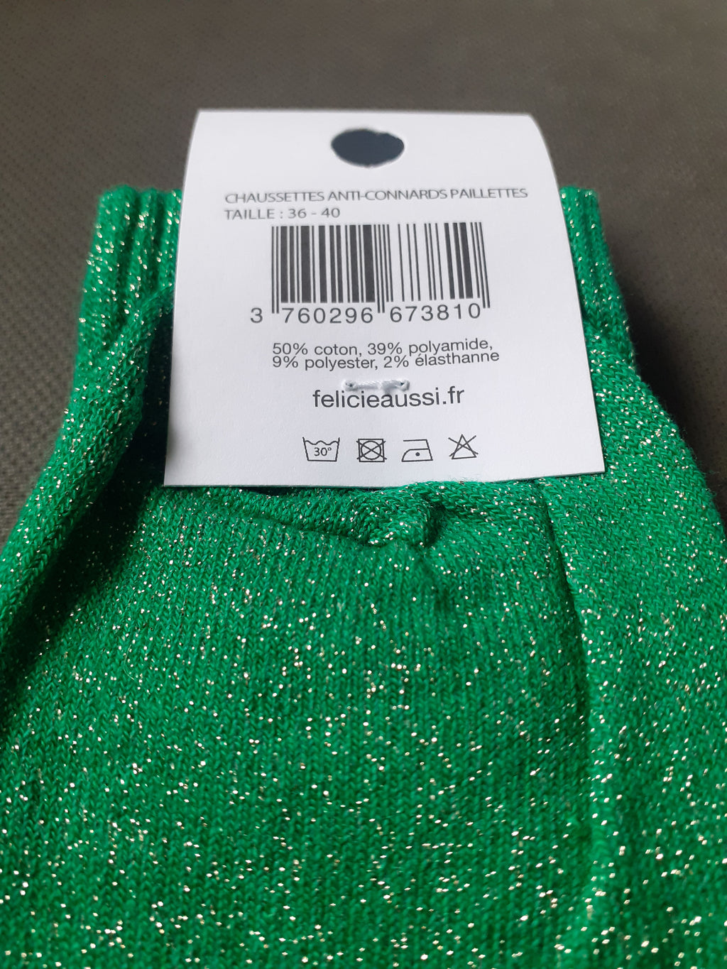 Glitter Socks - Anti-Connards - green 36/40