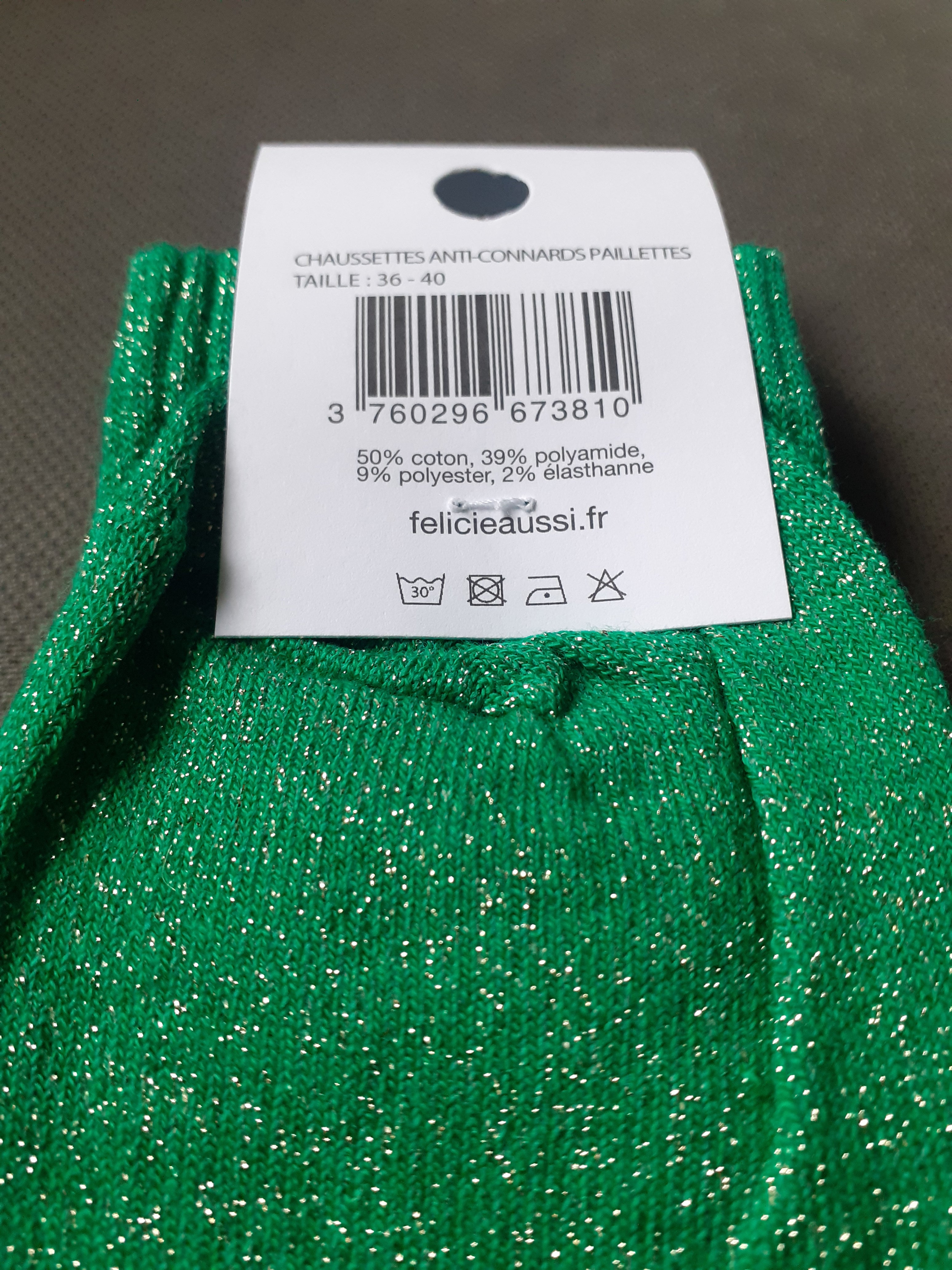Chaussettes à paillettes - Anti-Connards - vert 36/40