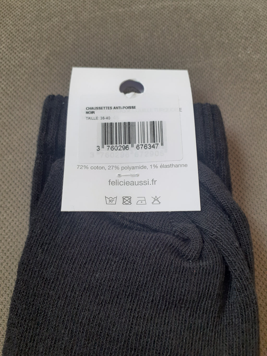 Chaussettes - ANTI-POISSE - noire 36/40