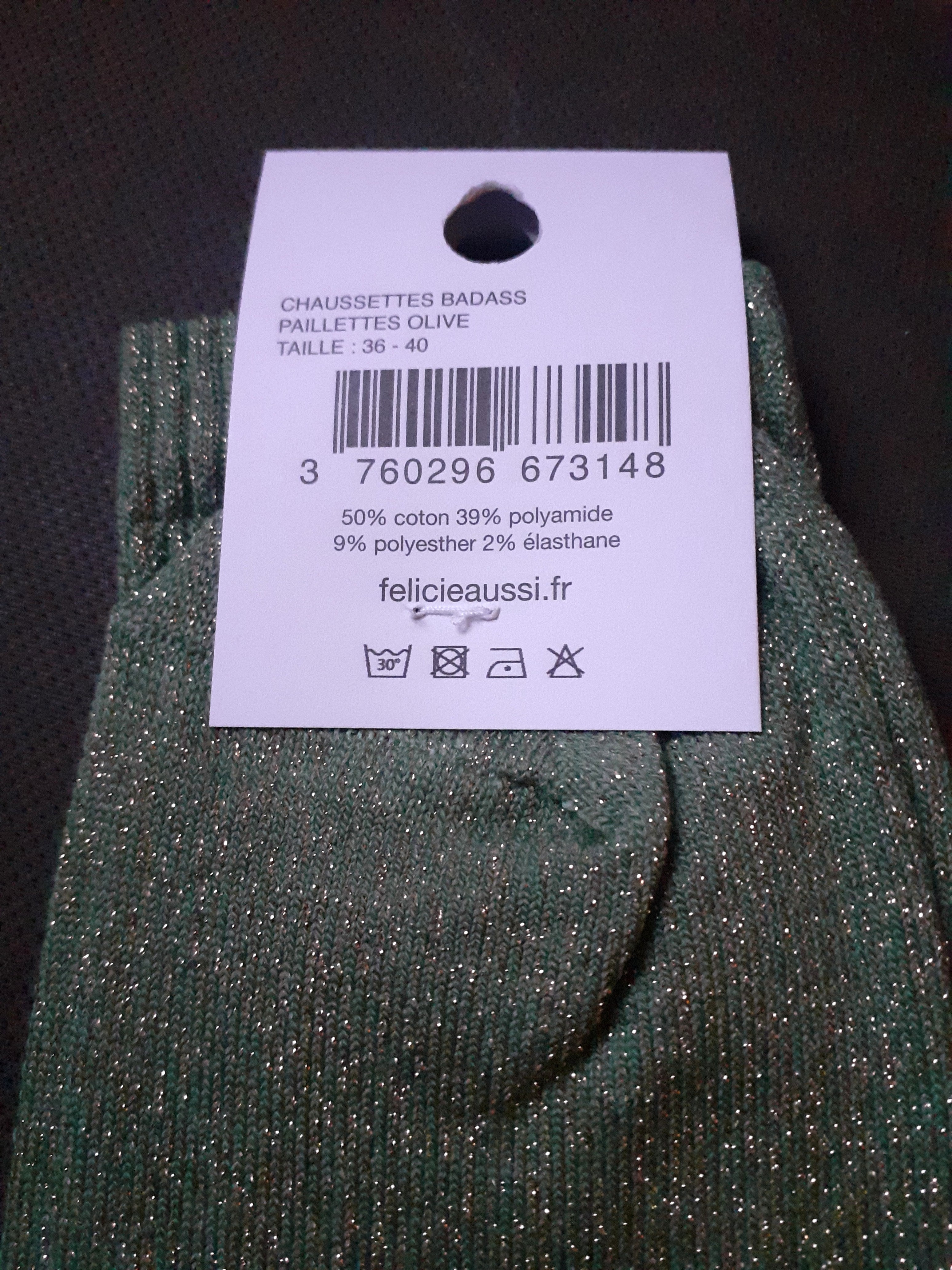 Glitter socks - BADASS - olive 36/40
