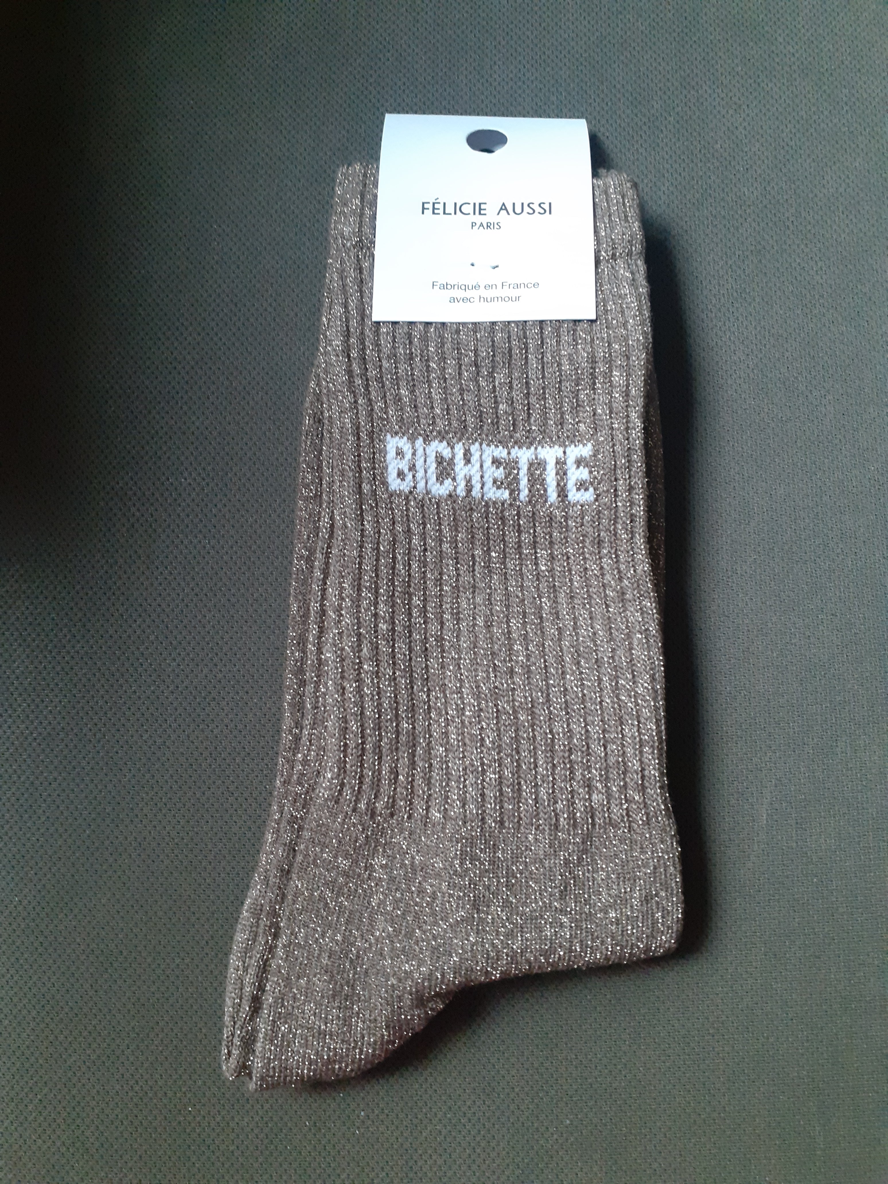 Glitter Socks - BICHETTE - brown 36/40