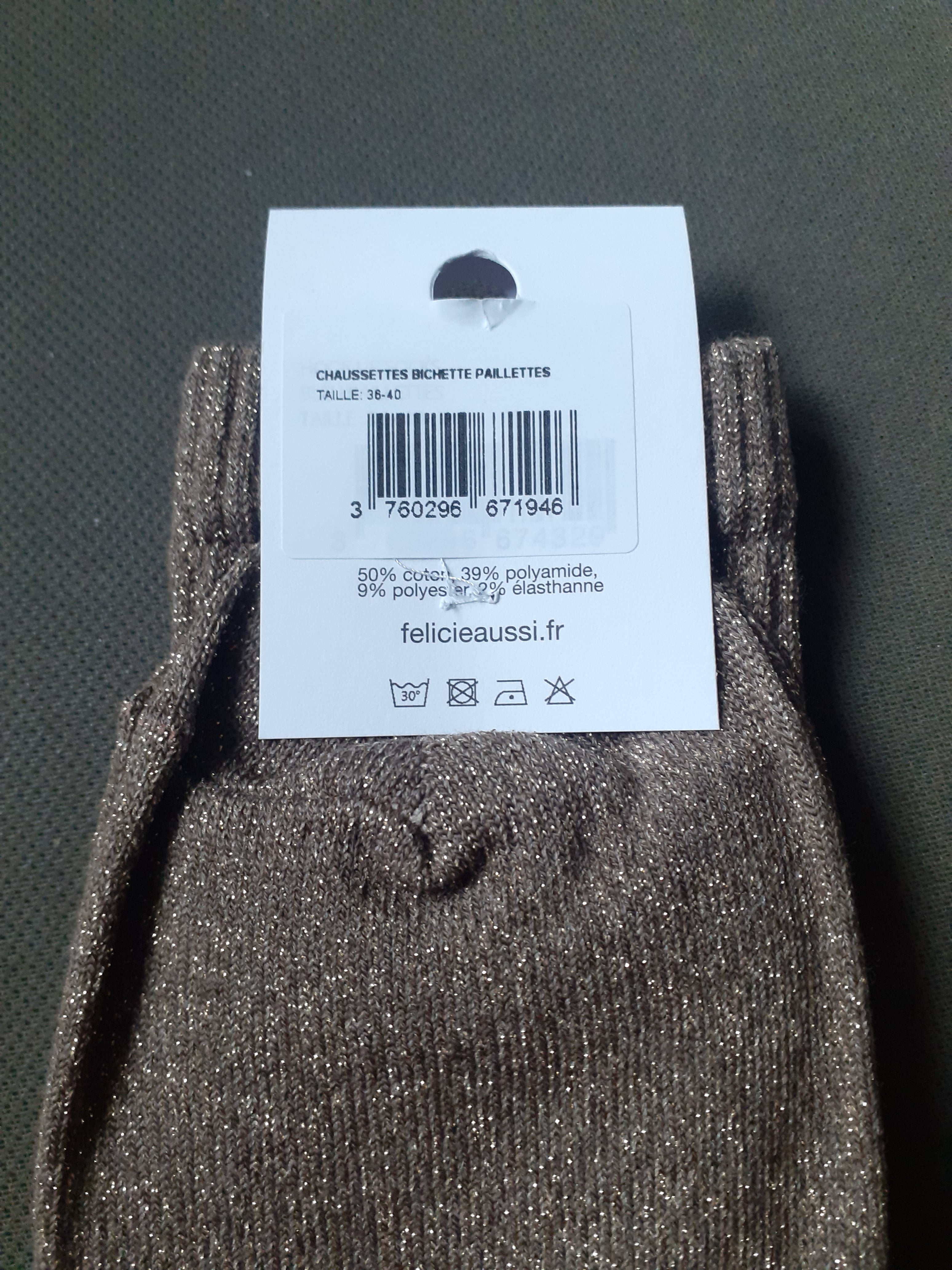 Glitter Socks - BICHETTE - brown 36/40