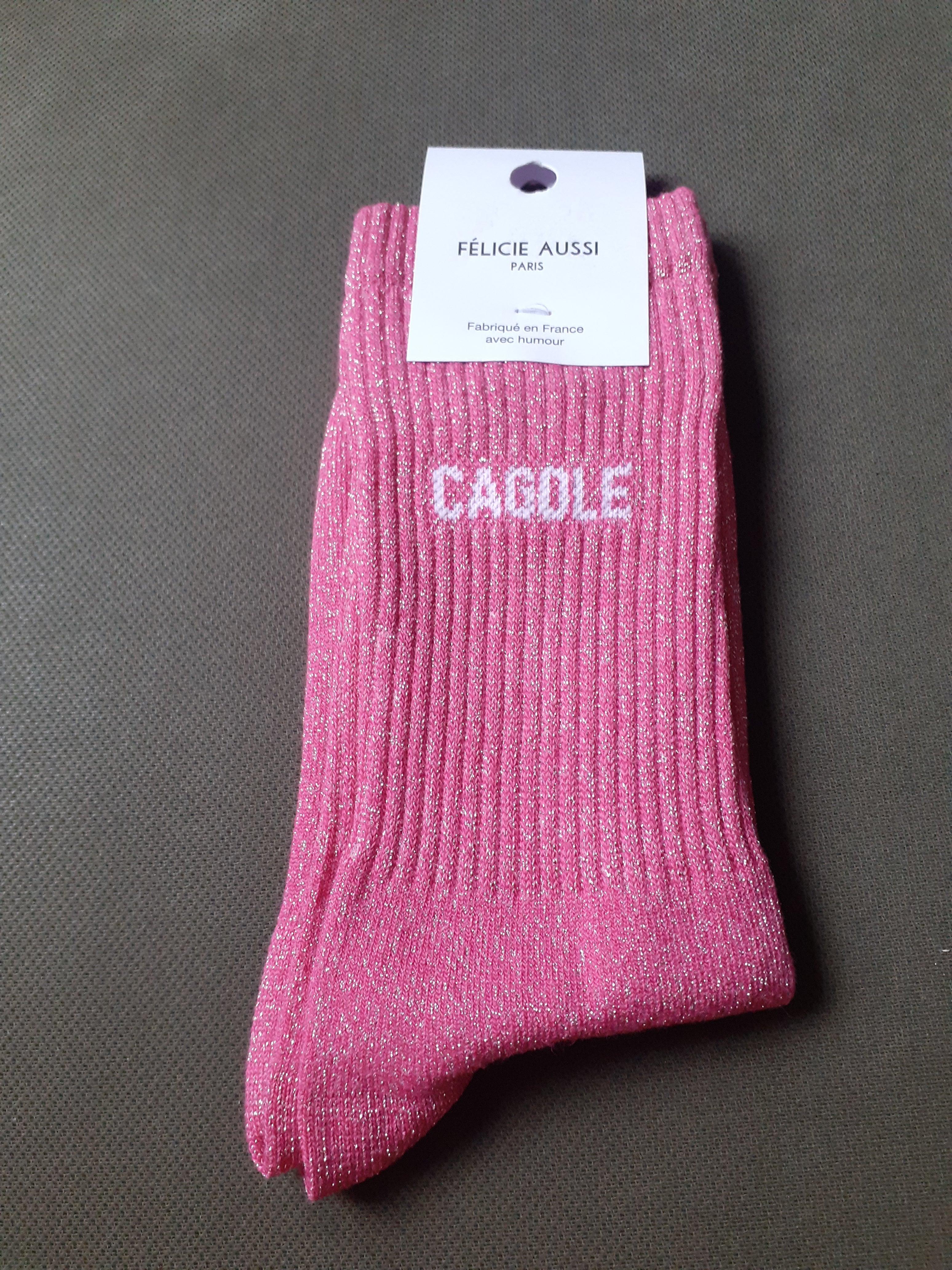 Glitter socks - CAGOLE - fuchsia 36/40