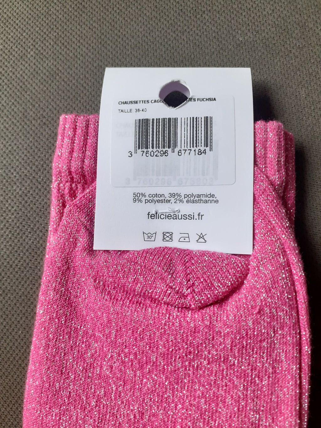 Glitter socks - CAGOLE - fuchsia 36/40
