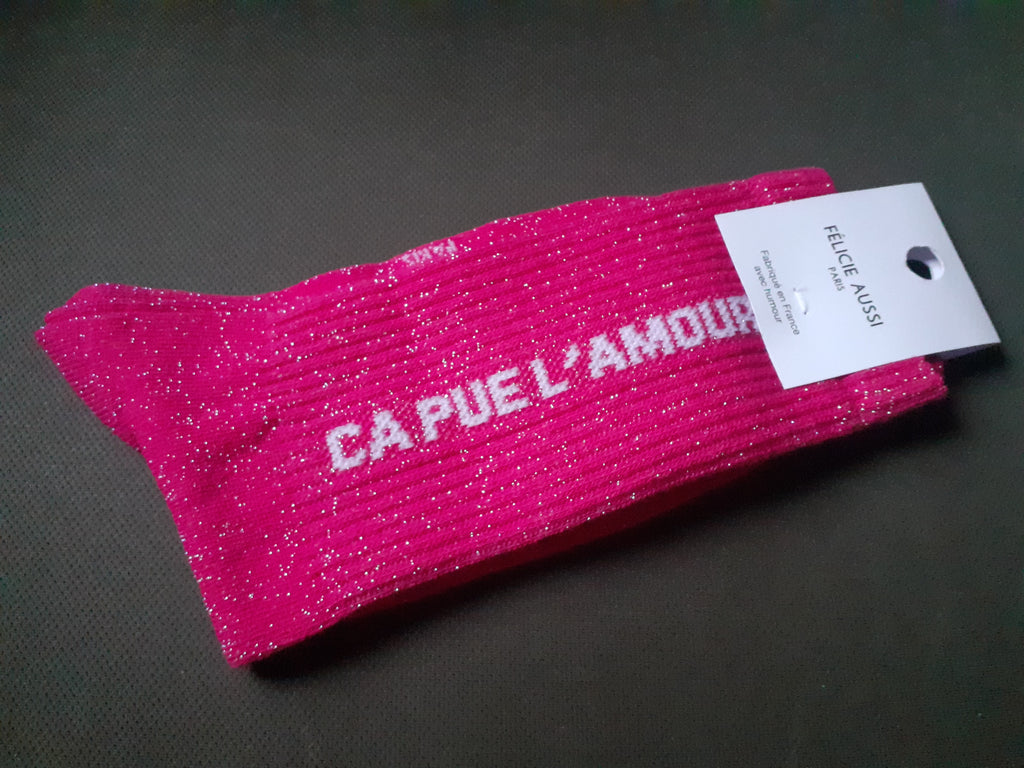 Glitter socks - Ça Pue l'Amour - fuchsia 36/40
