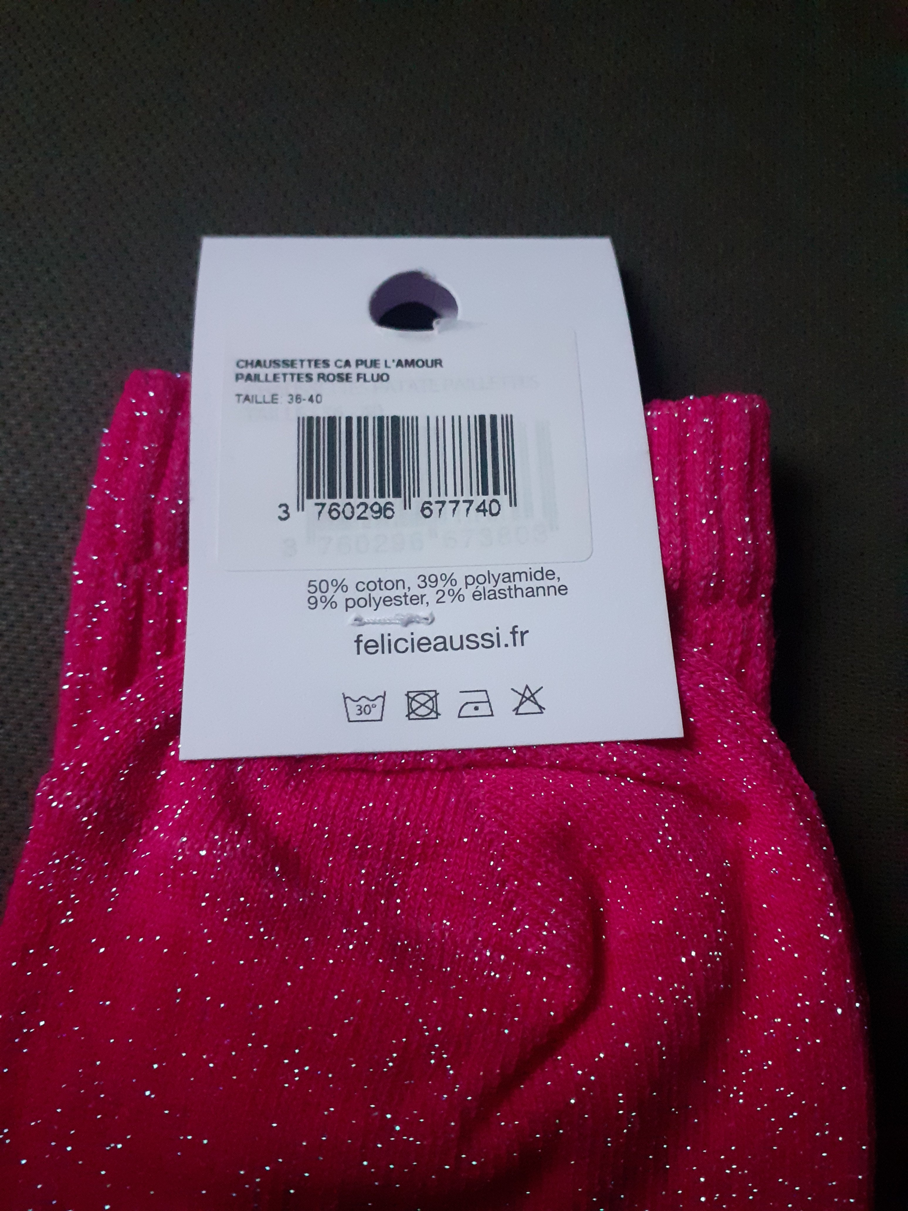 Glitter socks - Ça Pue l'Amour - fuchsia 36/40