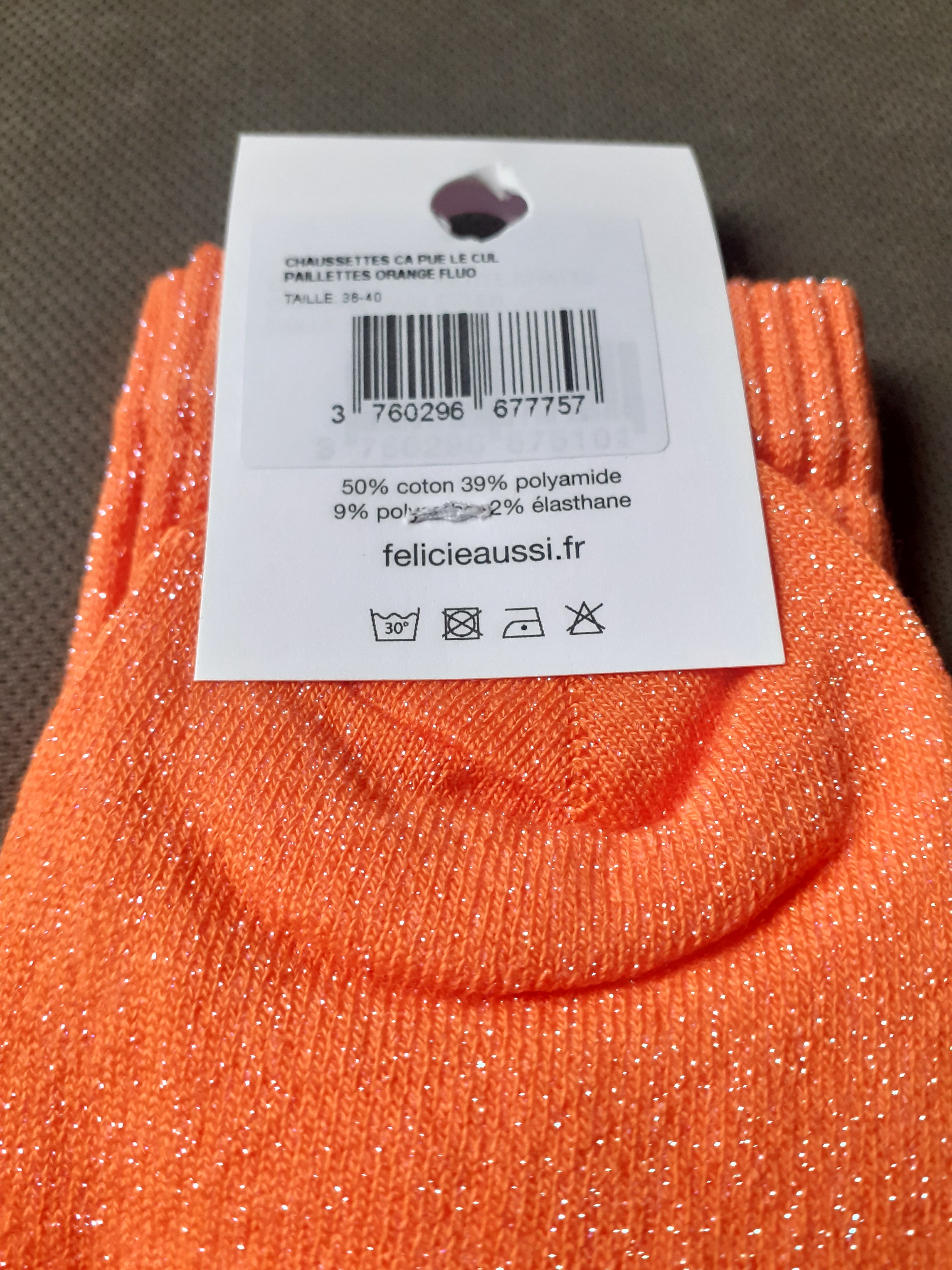 Glitter socks - ÇA PUE LE CUL - orange 36/40