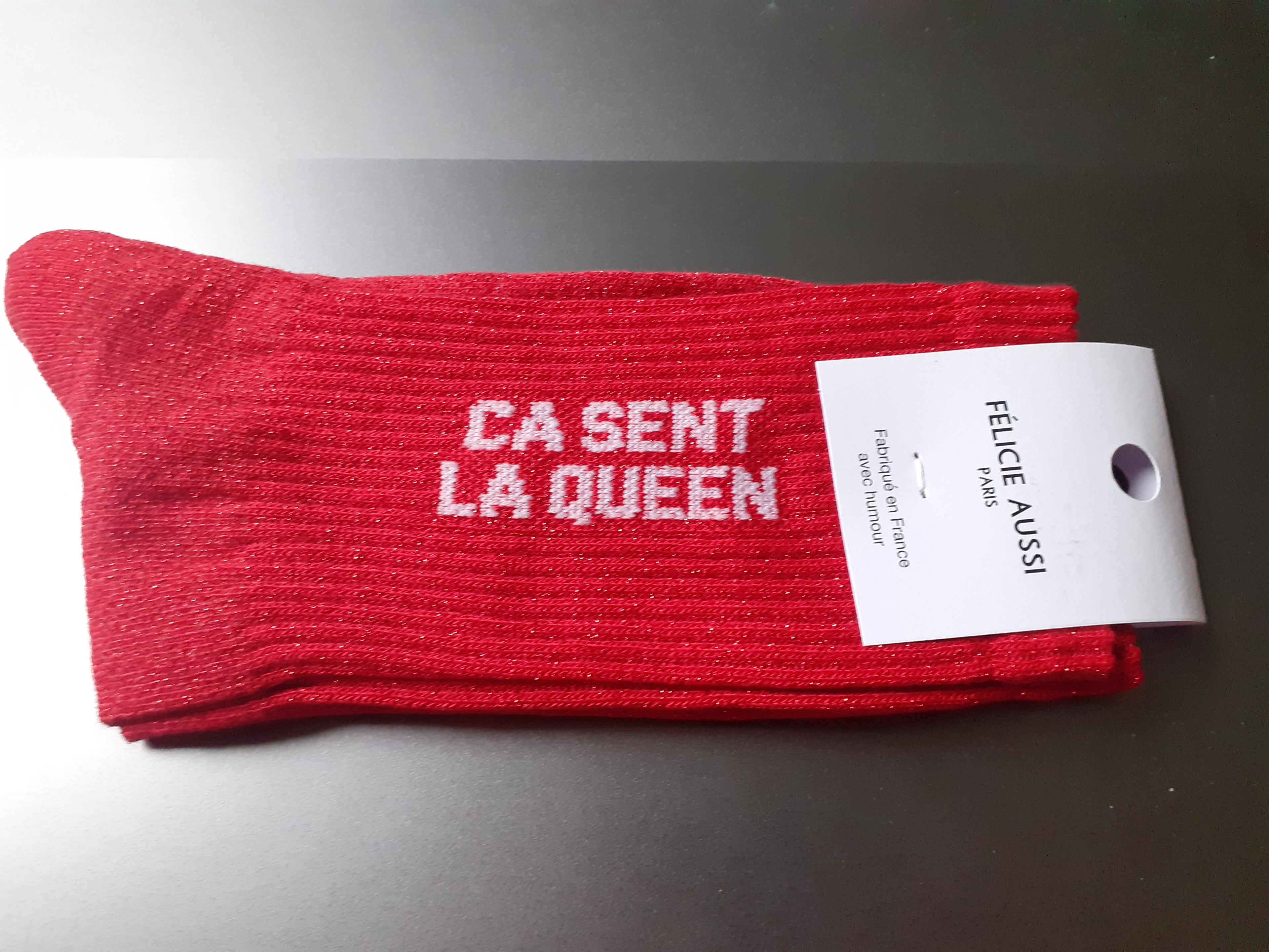 Sequin socks - ÇA SENT LA QUEEN - red 36/40