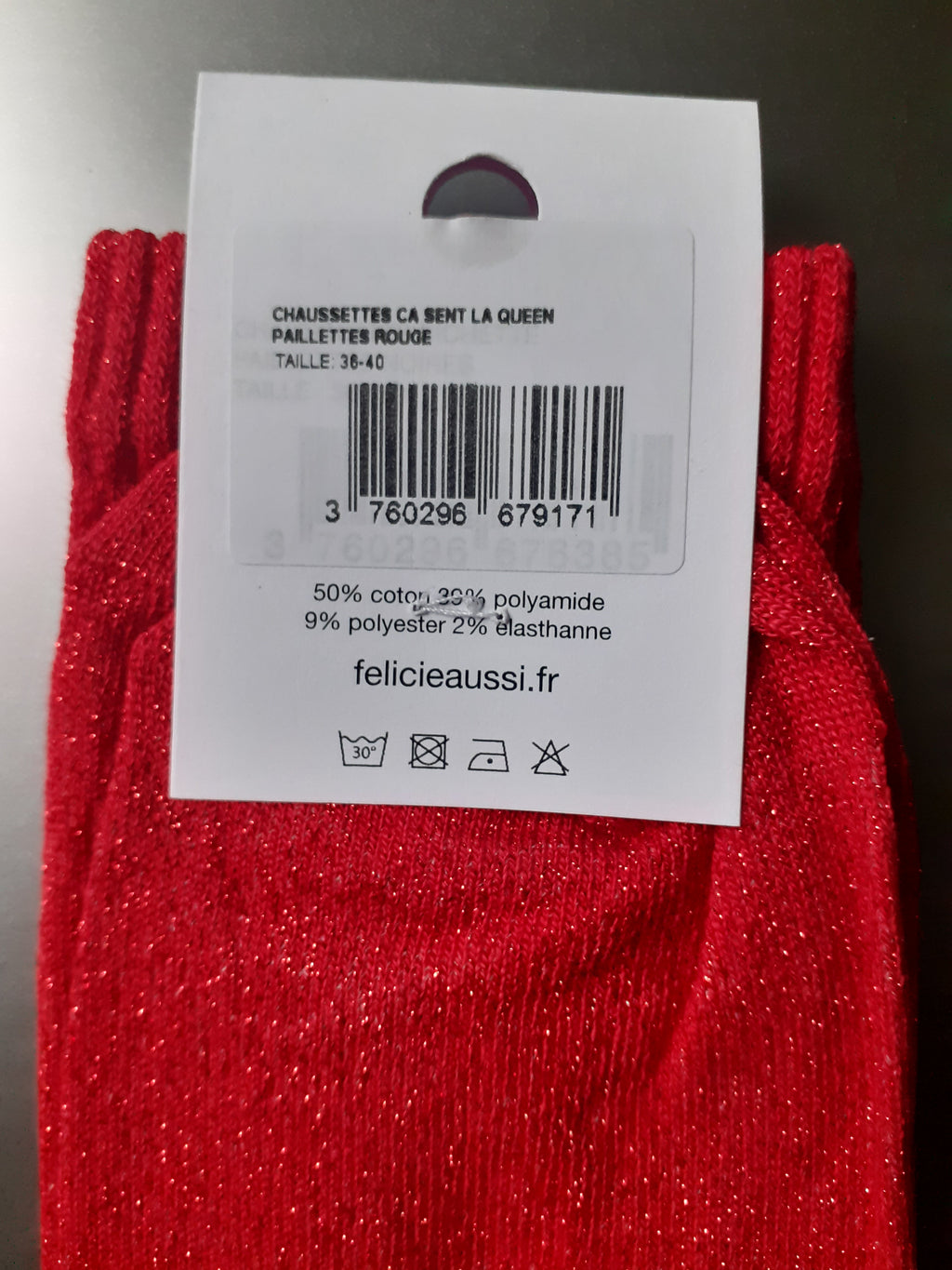 Sequin socks - ÇA SENT LA QUEEN - red 36/40