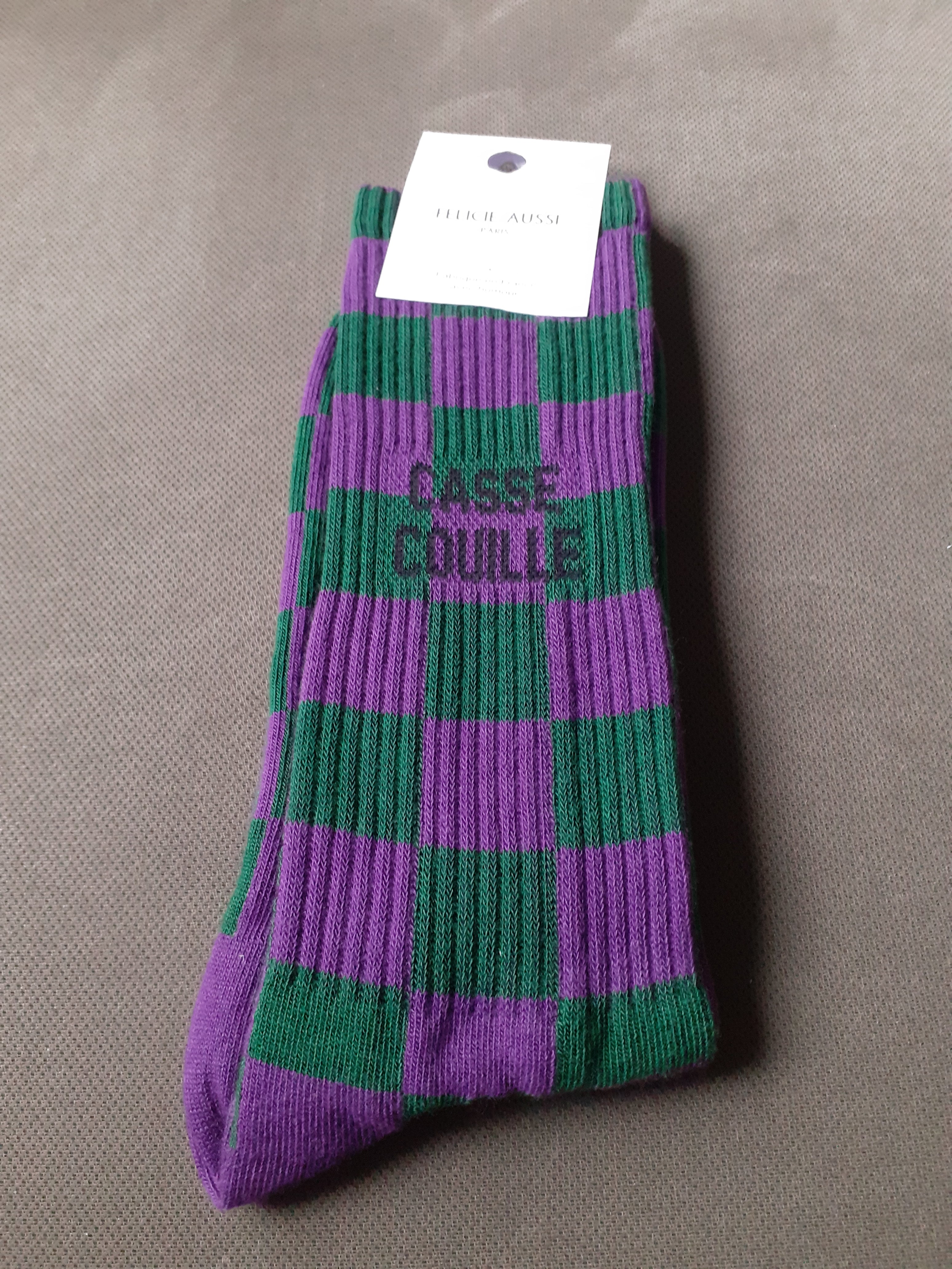 Chaussettes - CASSE COUILLE - damier sapin violet 40/45