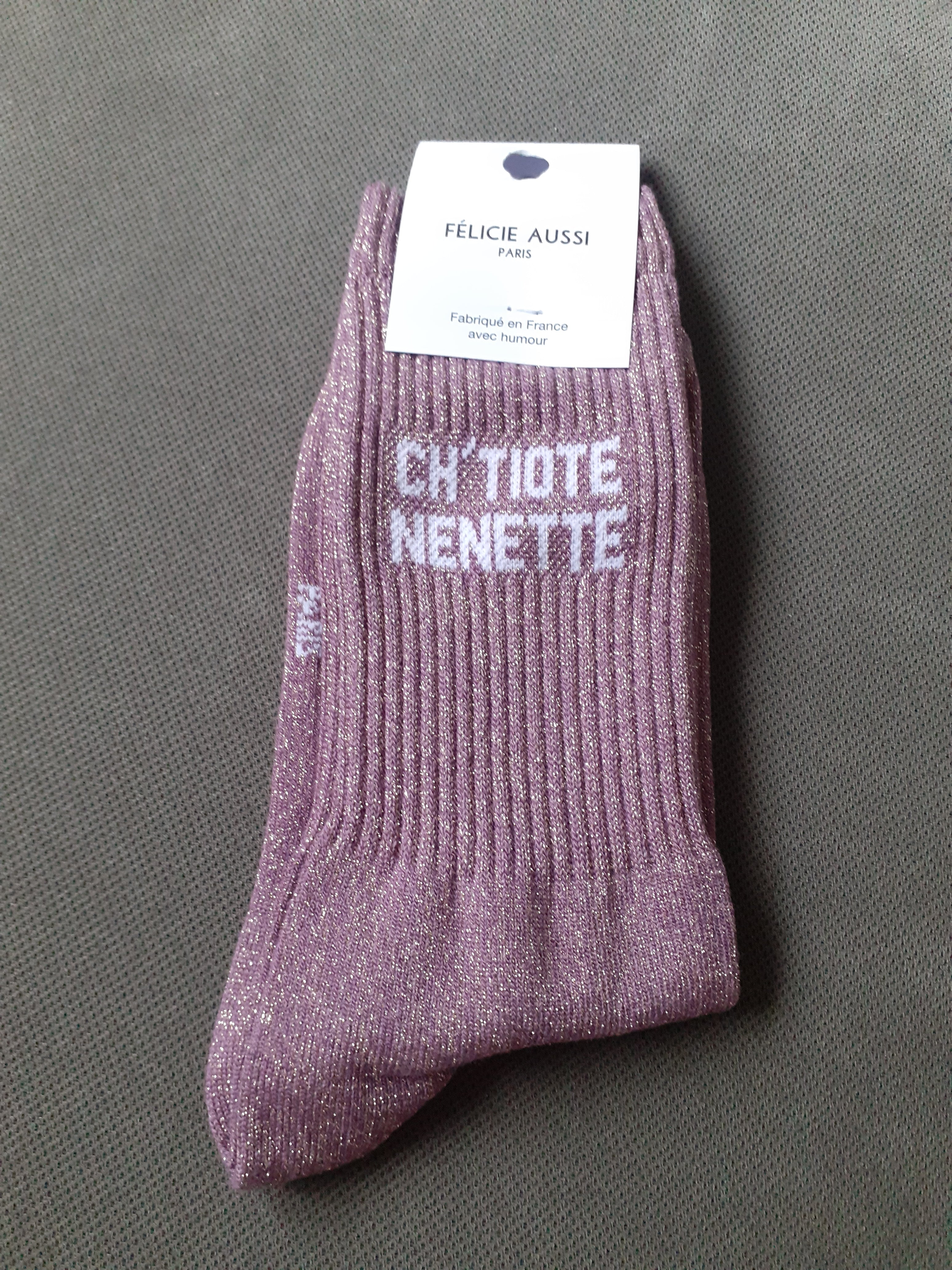 Sparkly socks - CH'TIOTE NENETTE - dusky pink 36/40