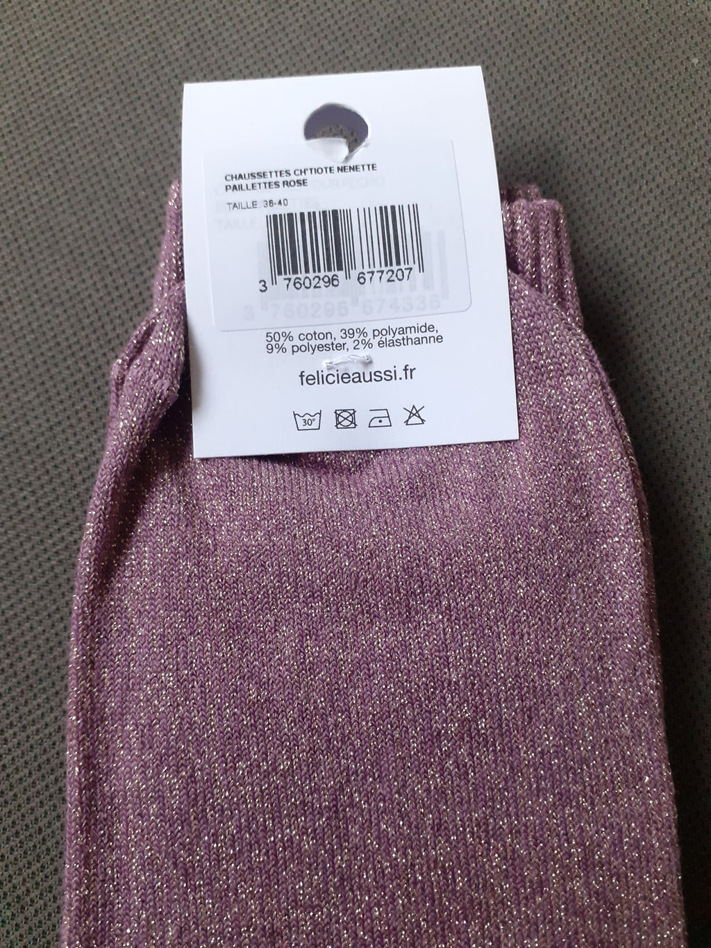 Sparkly socks - CH'TIOTE NENETTE - dusky pink 36/40