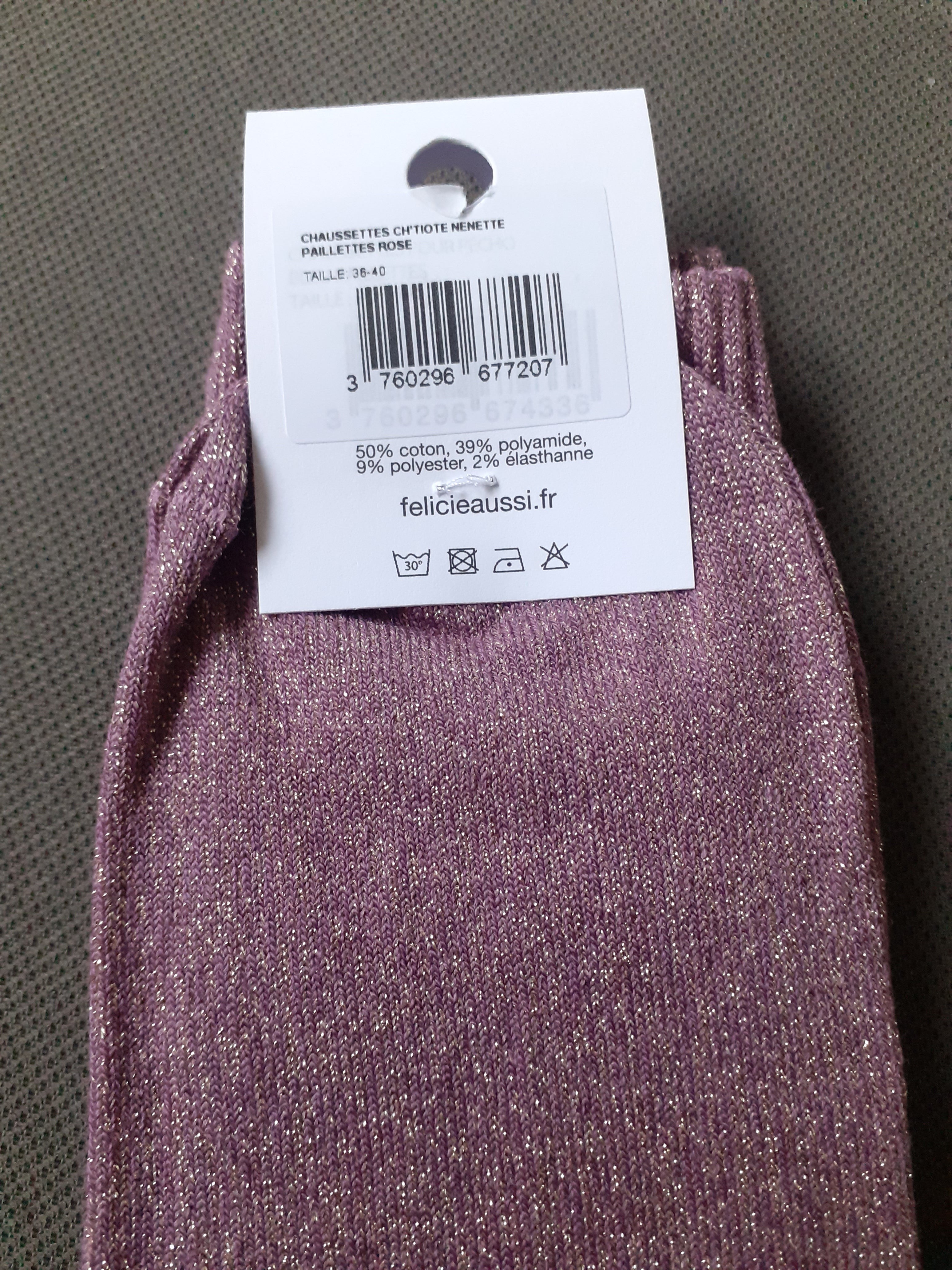 Sparkly socks - CH'TIOTE NENETTE - dusky pink 36/40