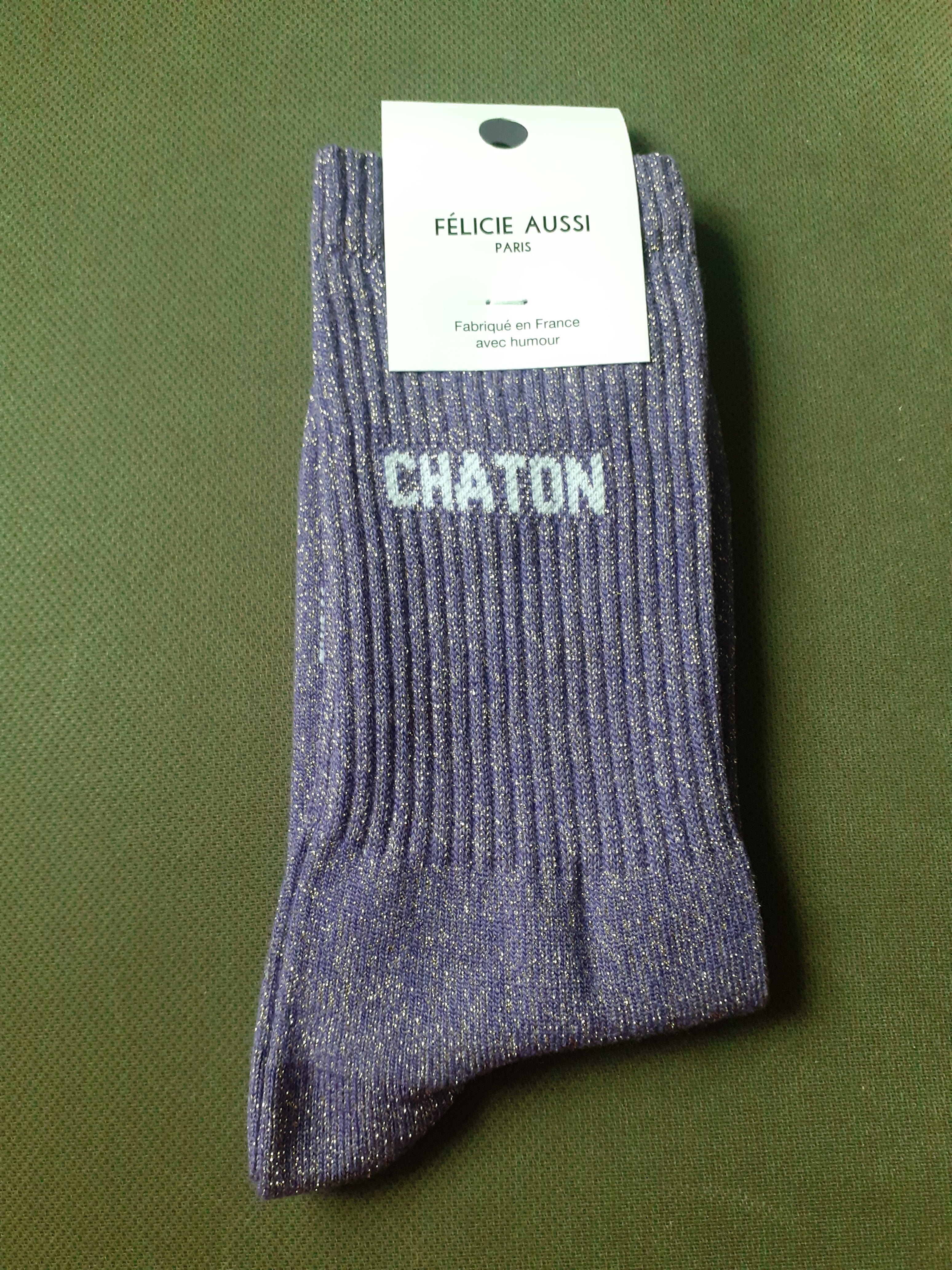 Glitter socks - CHATON - purple 36/40