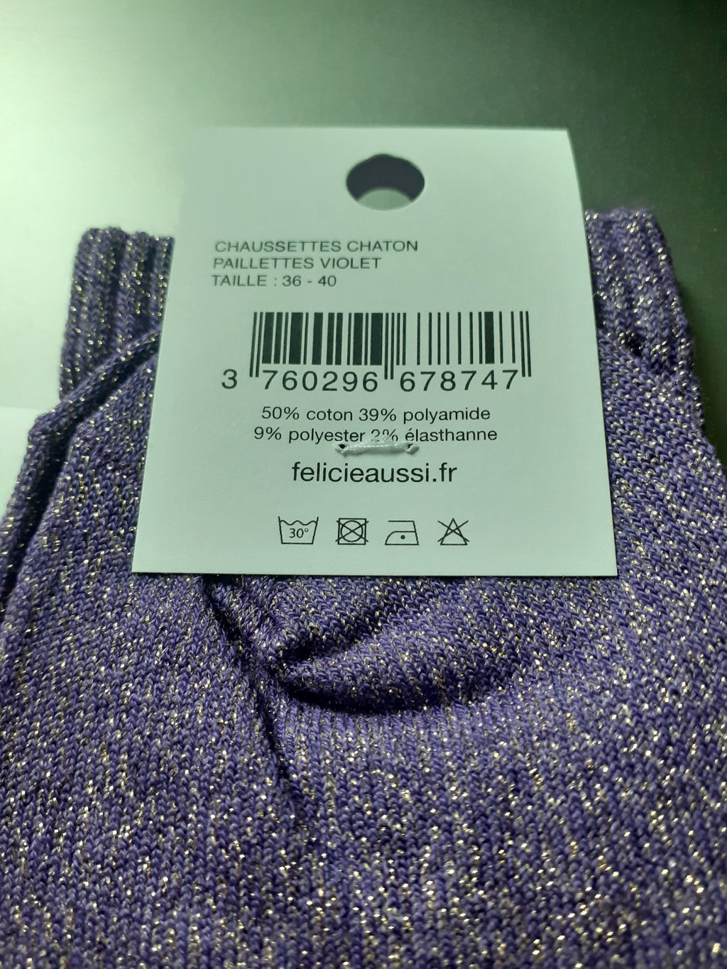 Glitter socks - CHATON - purple 36/40