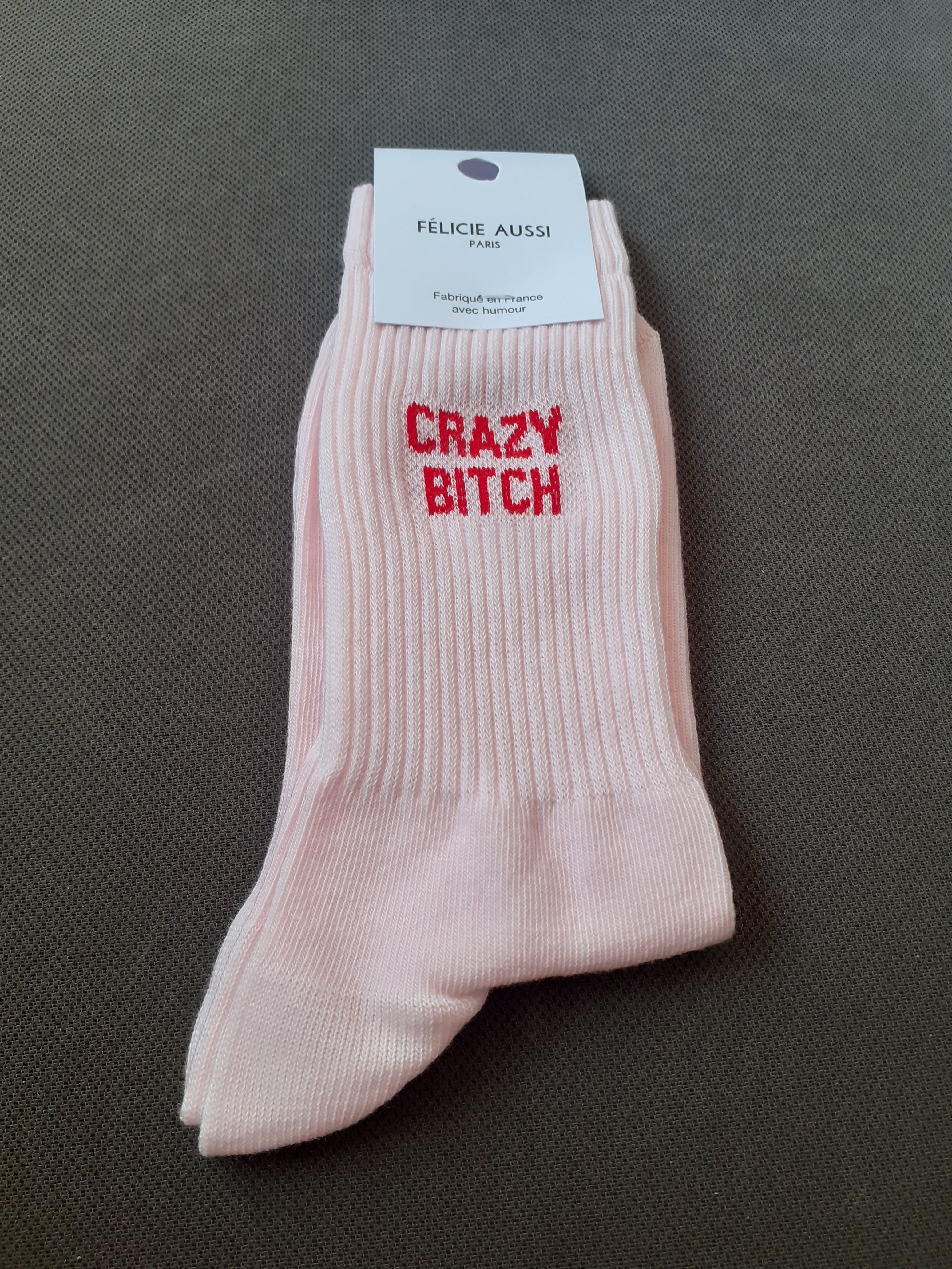 Chaussettes - CRAZY BITCH - rose 36/40