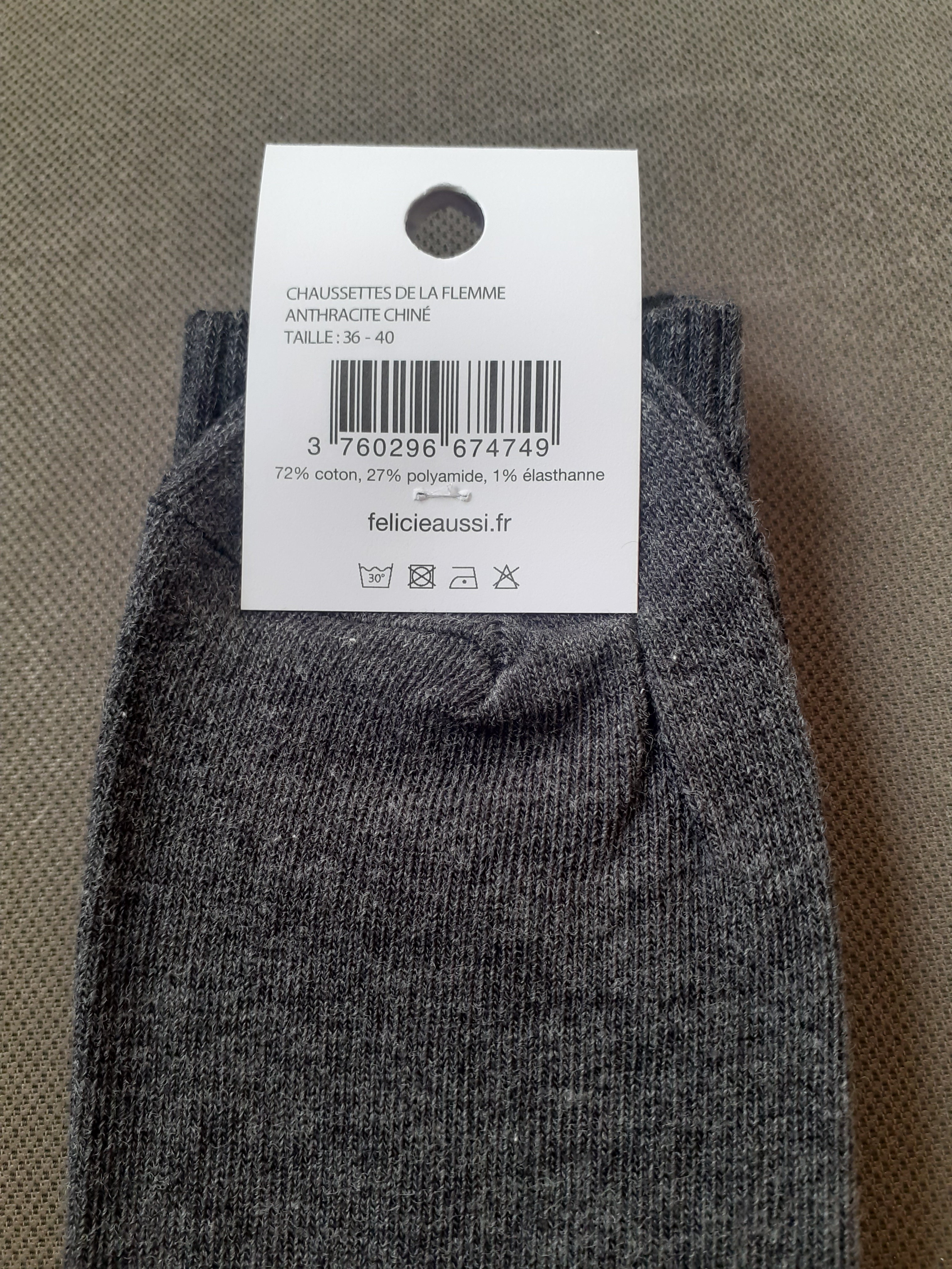 Chaussettes - De la FLEMME - anthracite chiné 36/40