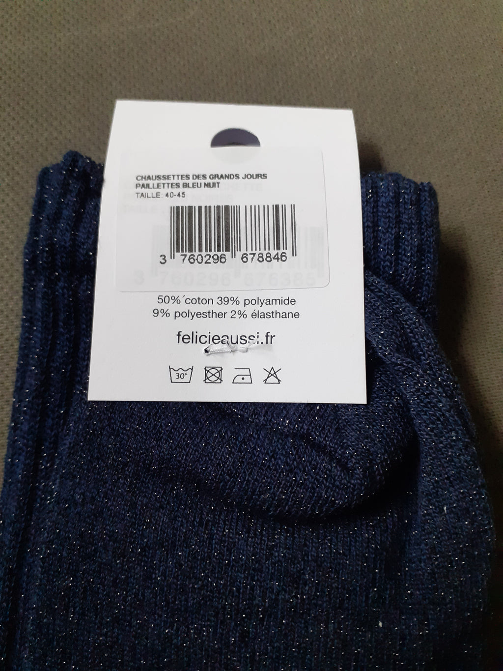 Glitter socks - Des Grands Jours - midnight blue 40/45