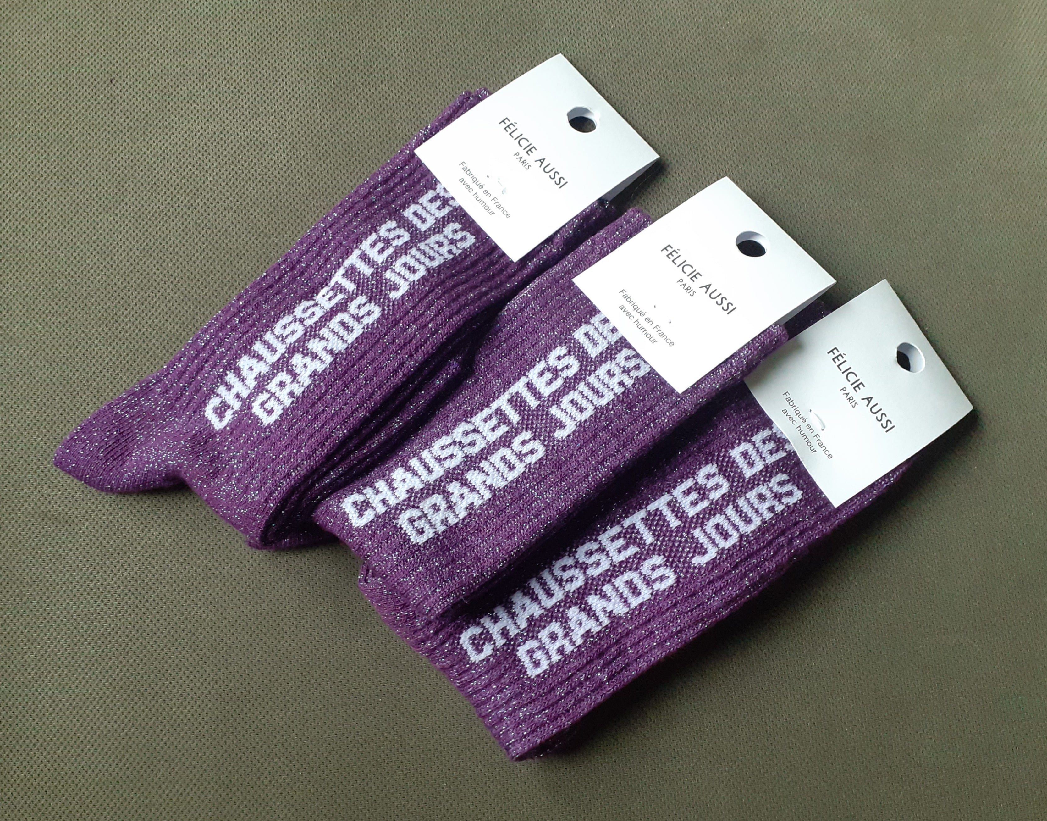 Chaussettes Enfant à paillettes - Grands Jours - violet (3 tailles)