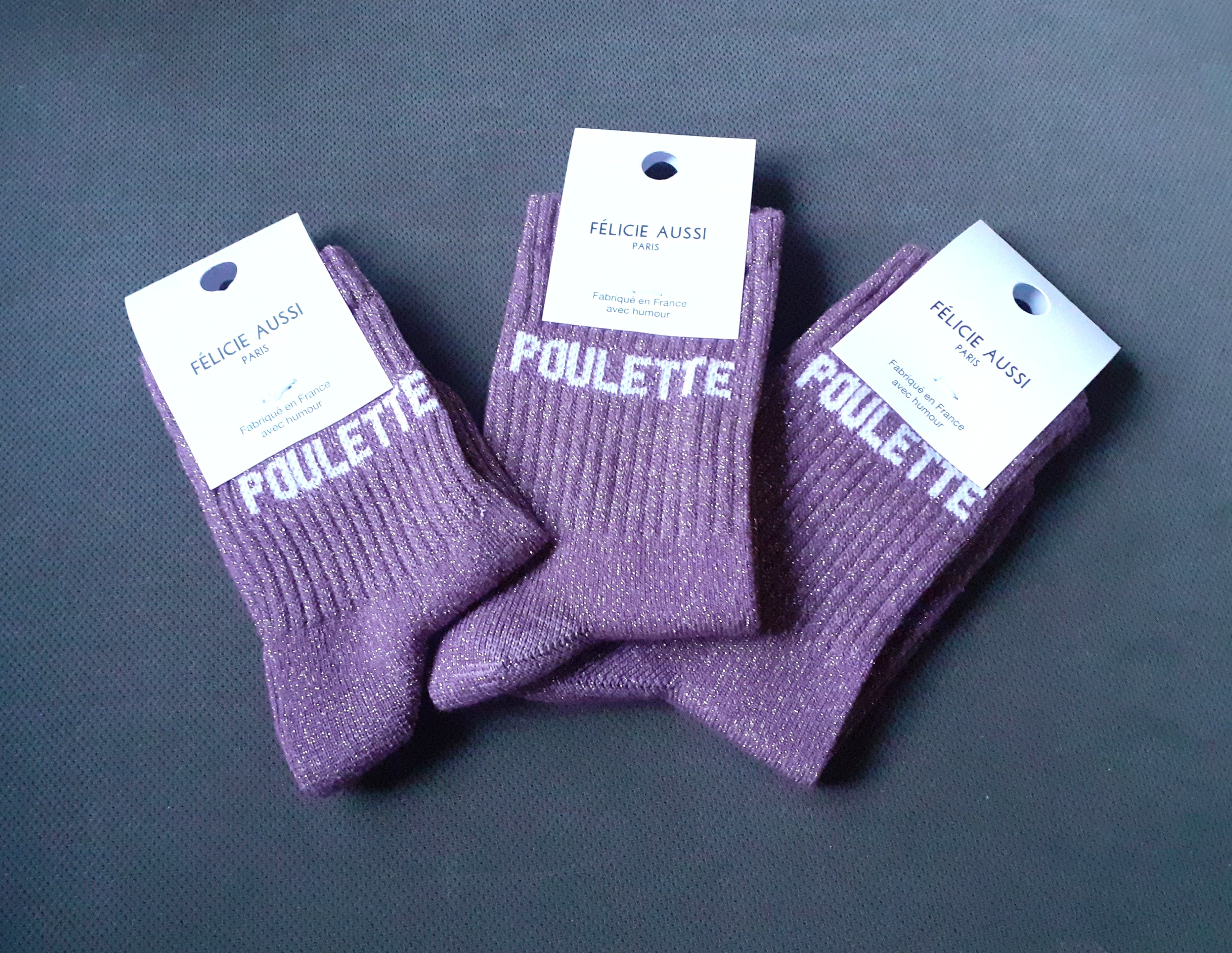 Children's glitter socks - POULETTE - grape (3 sizes)