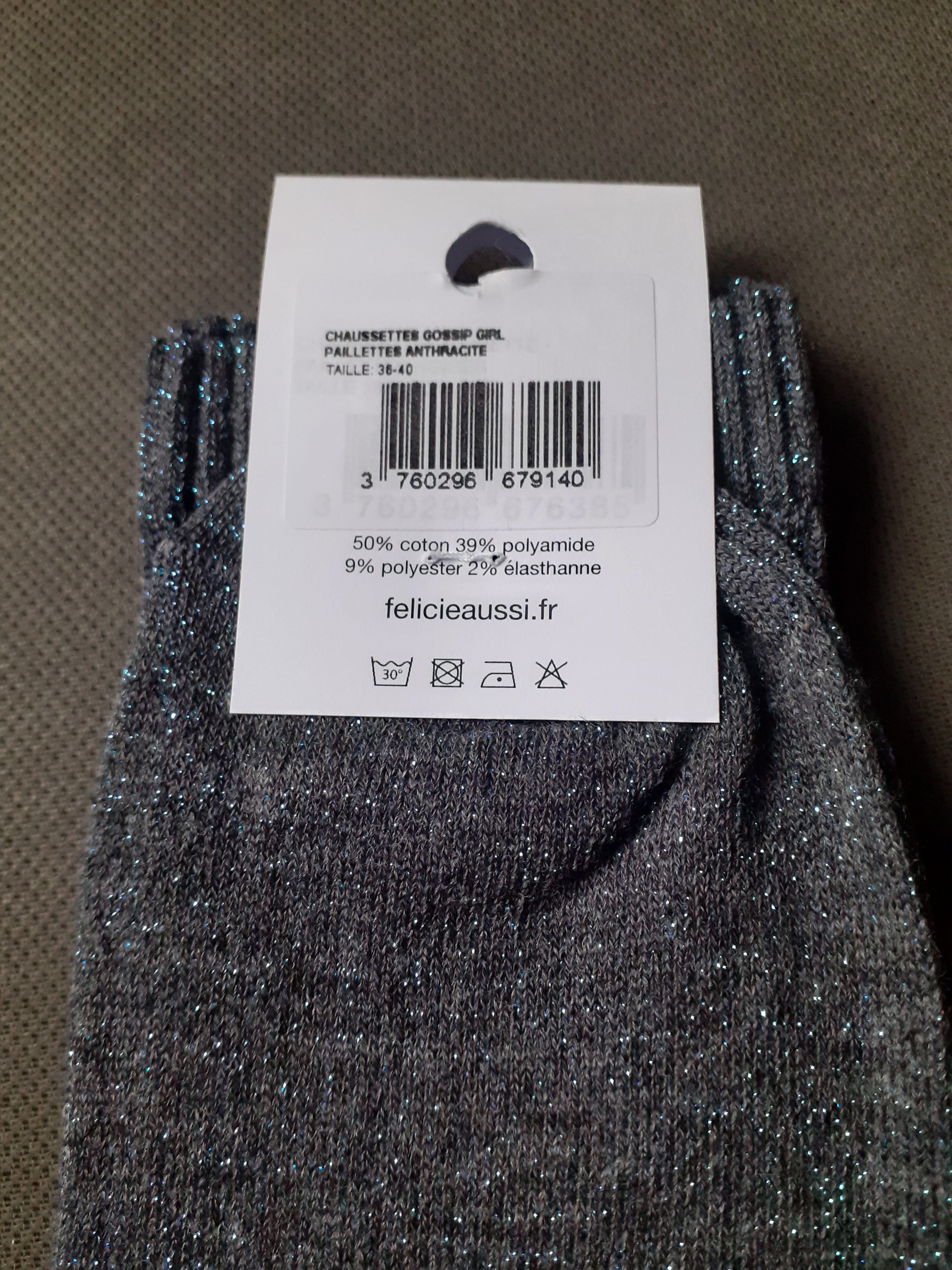 Sparkly socks - GOSSIP GIRL - anthracite 36/40