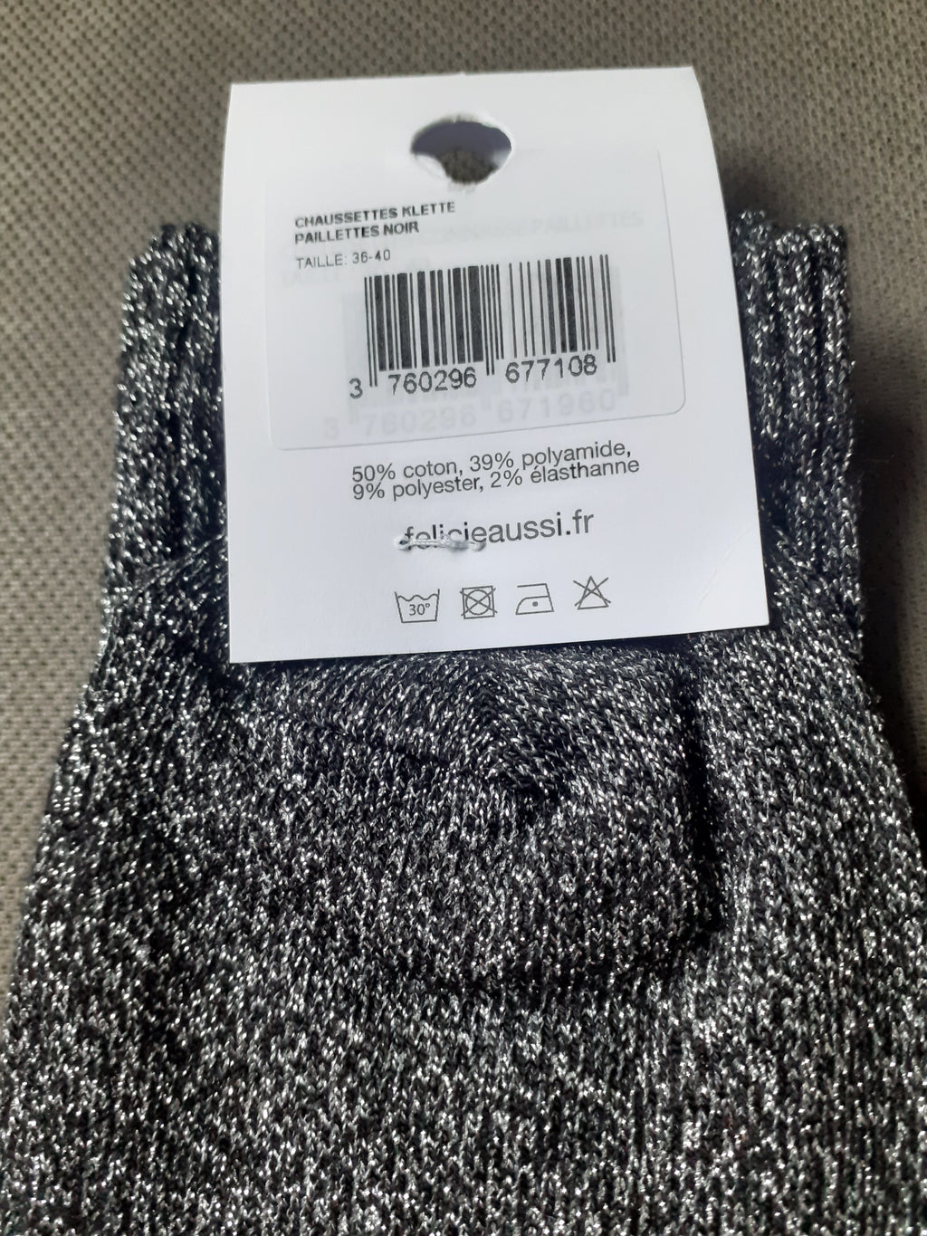 Glitter socks - KLETTE - black 36/40