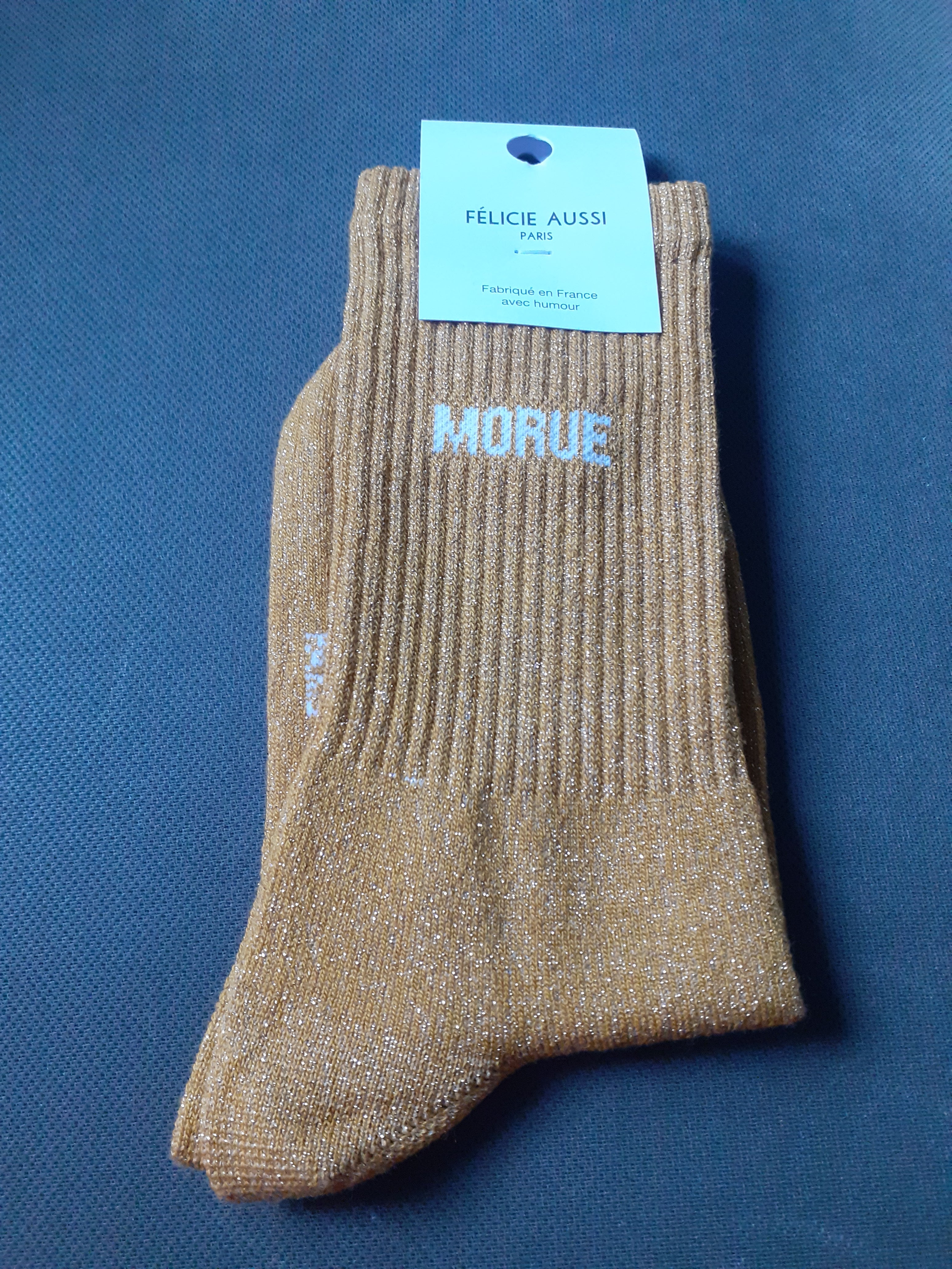 Glitter socks - MORUE - curry 36/40
