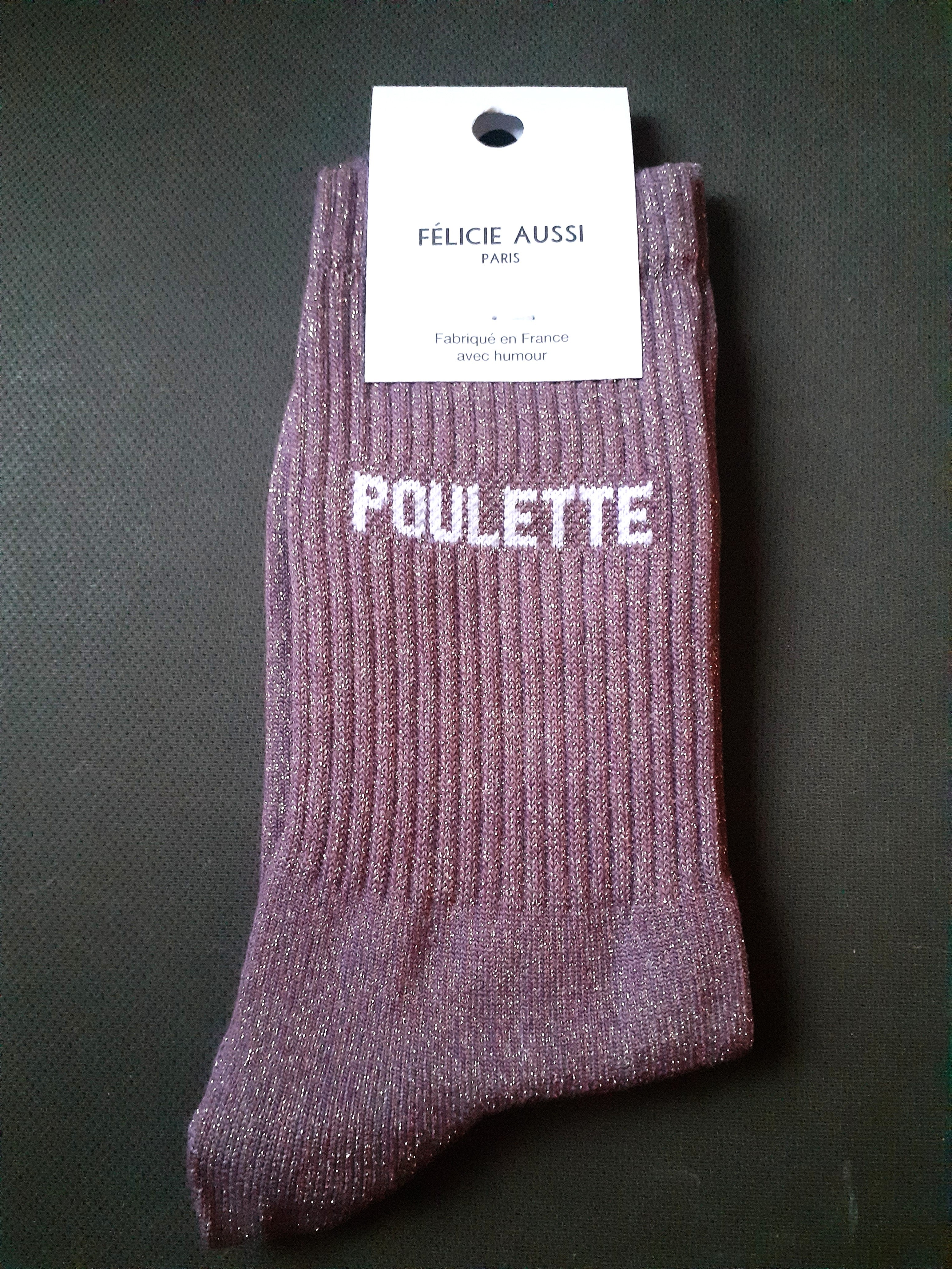 Glitter socks - POULETTE - grape 36/40