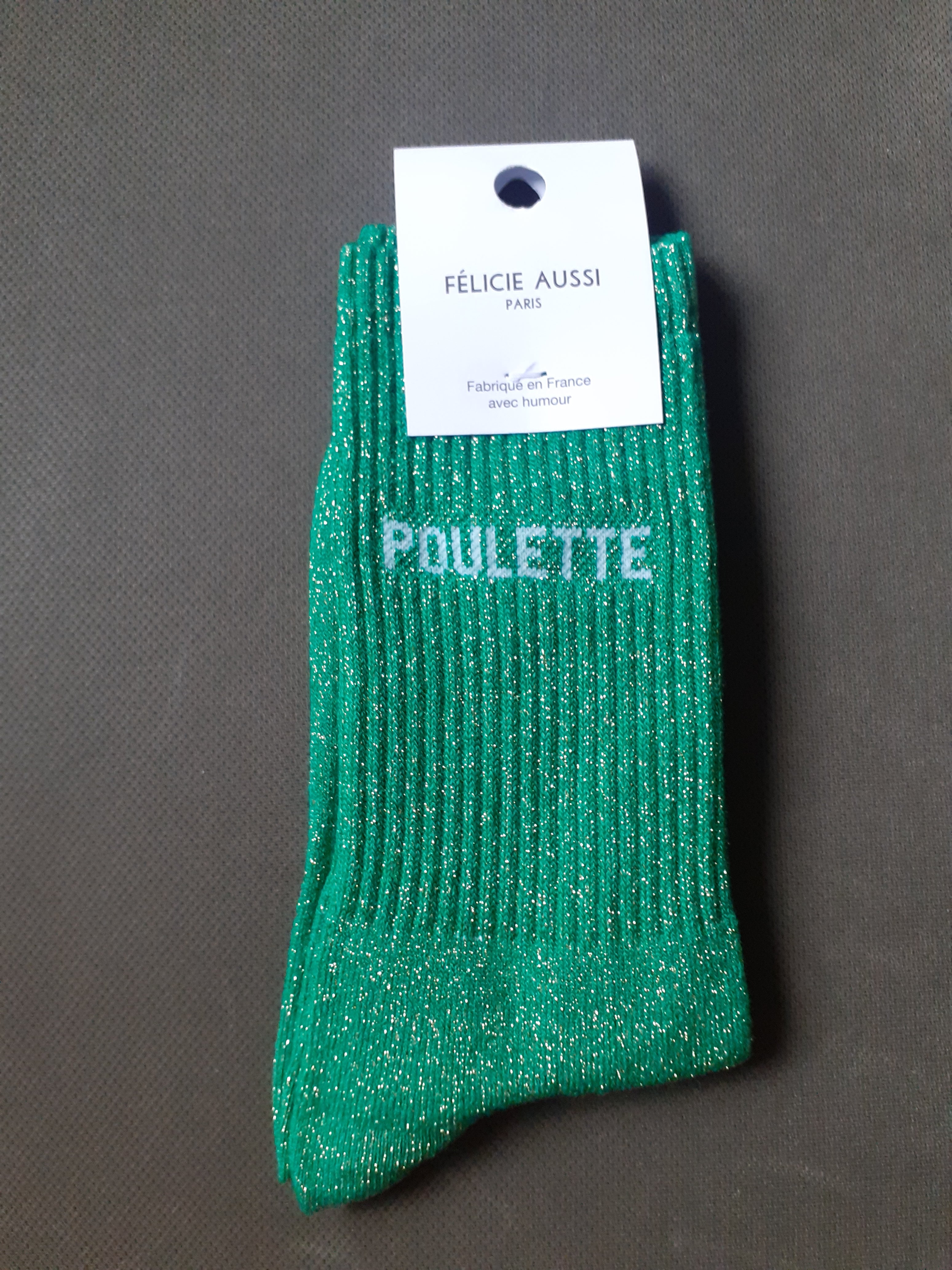 Glitter socks - POULETTE - green 36/40