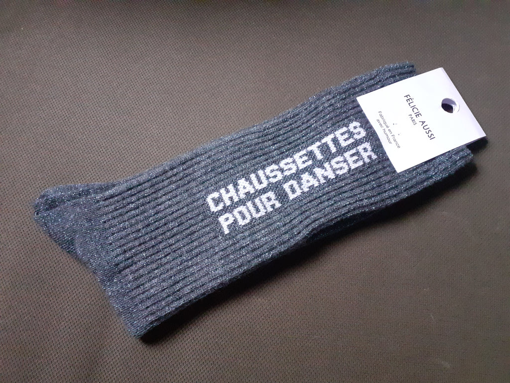 Glitter socks - POUR DANSER - charcoal 40/45