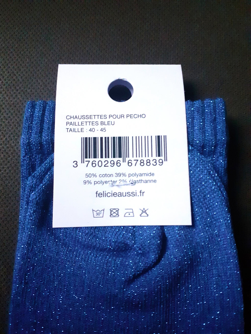 Sparkly socks - POUR PECHO - blue 40/45