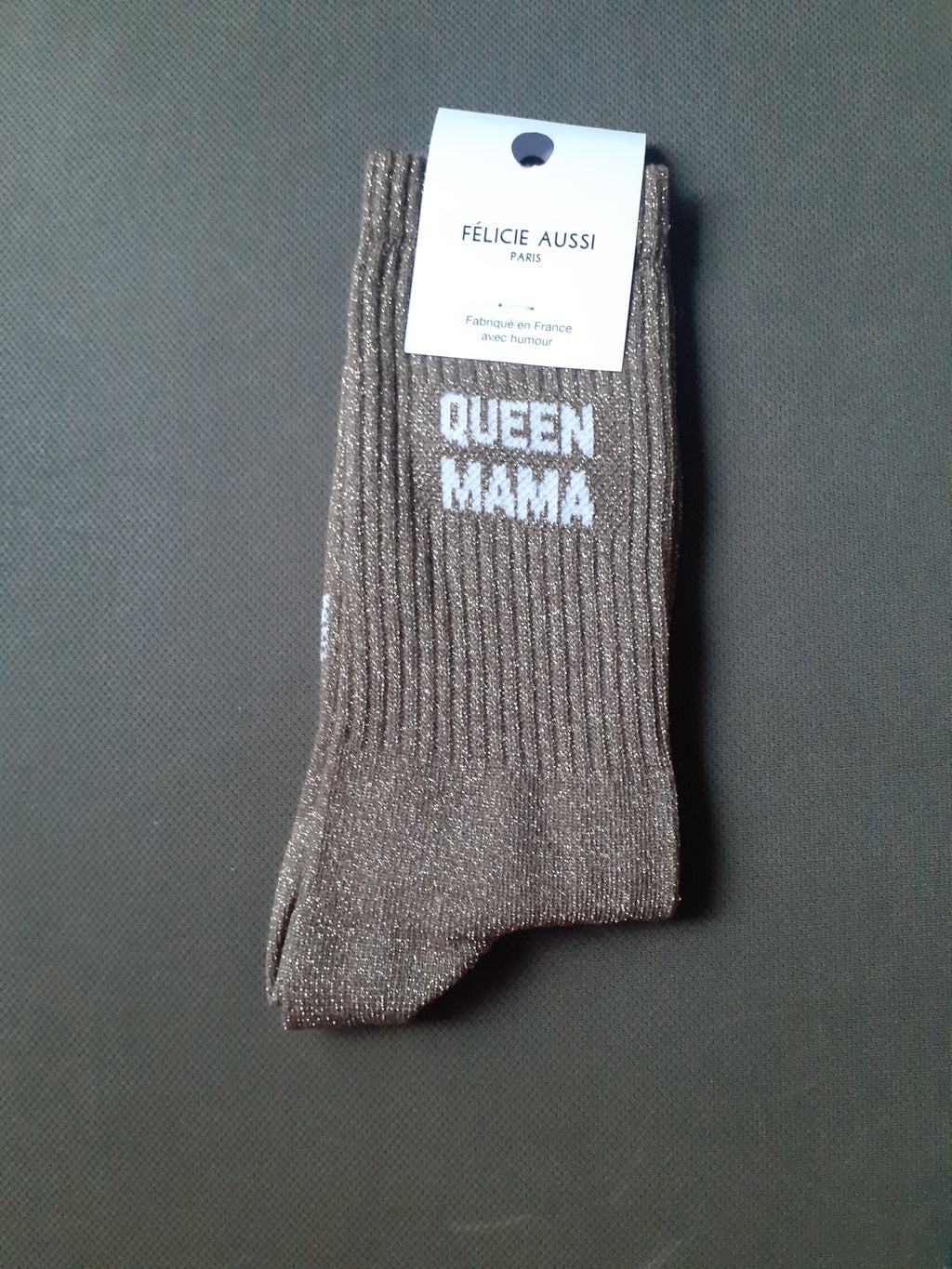 Sequin socks - QUEEN MAMA - brown 36/40