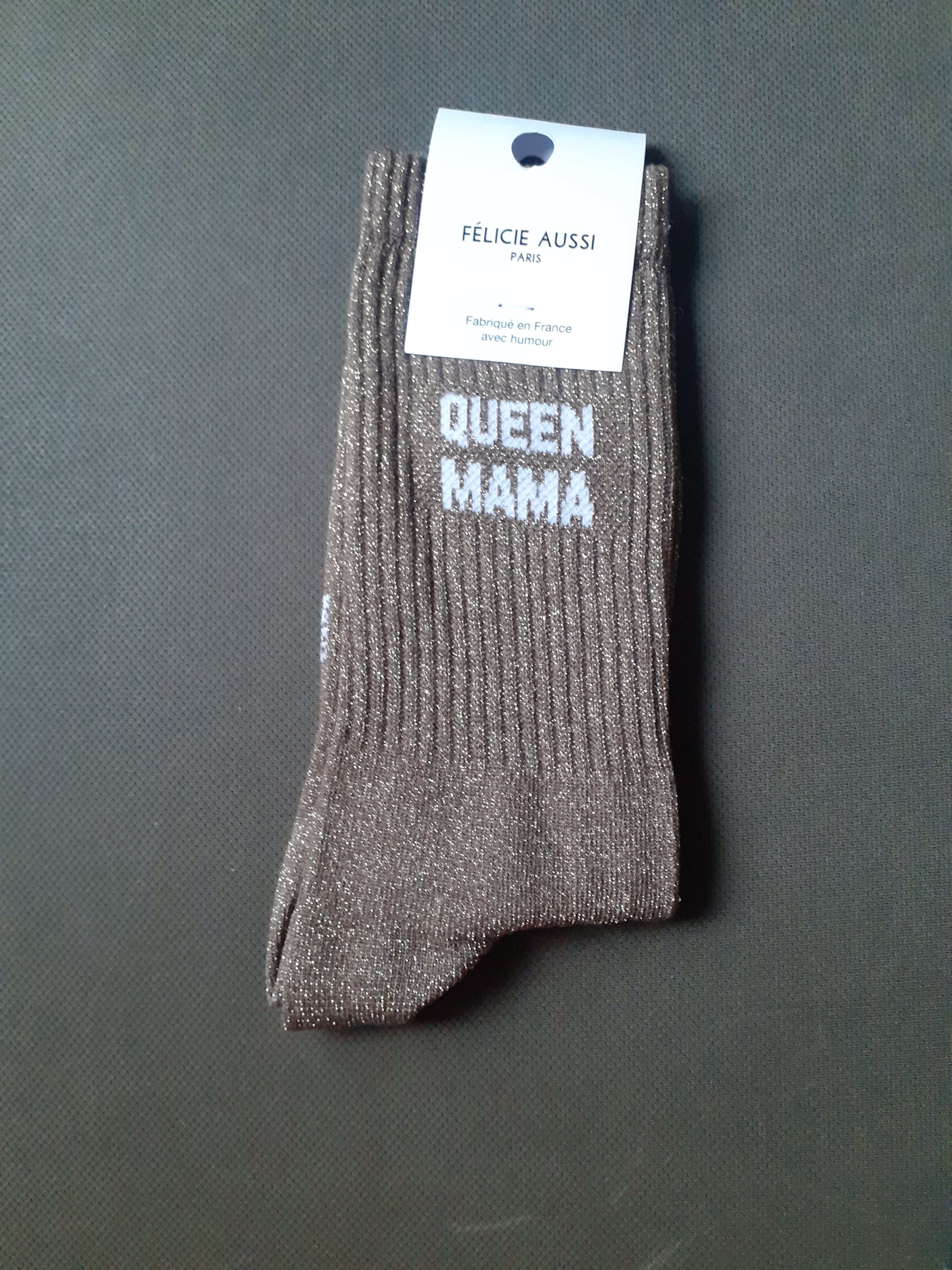 Sequin socks - QUEEN MAMA - brown 36/40