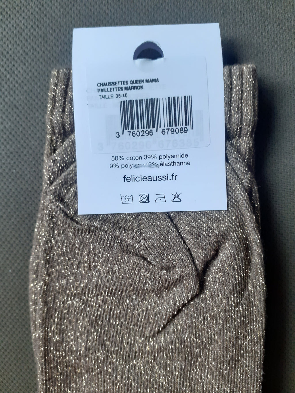 Sequin socks - QUEEN MAMA - brown 36/40